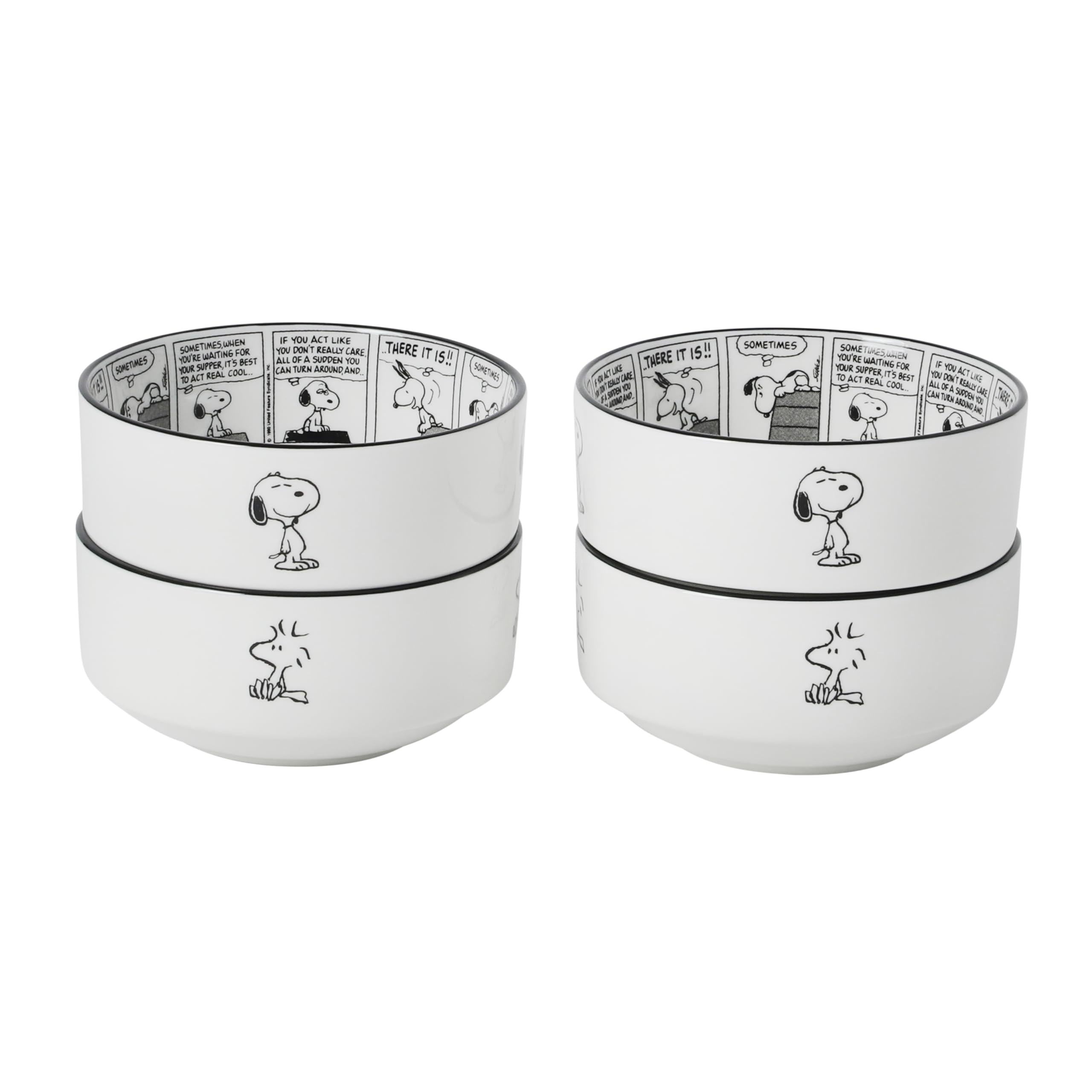 Snoopy Cereal Bowls, Set of 4, 4.5-Inch Porcelain Snack Bowls for Ice Cream and Dessert,…