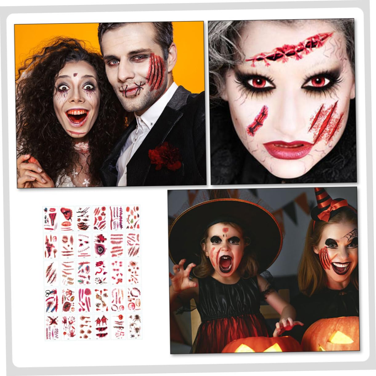 Beavorty 300hojas Pegatinas De Halloween De Tatuajes Temporales Falsos Para Fiesta Decoraciones De Cuerpo Para Celebraciones Espeluznantes