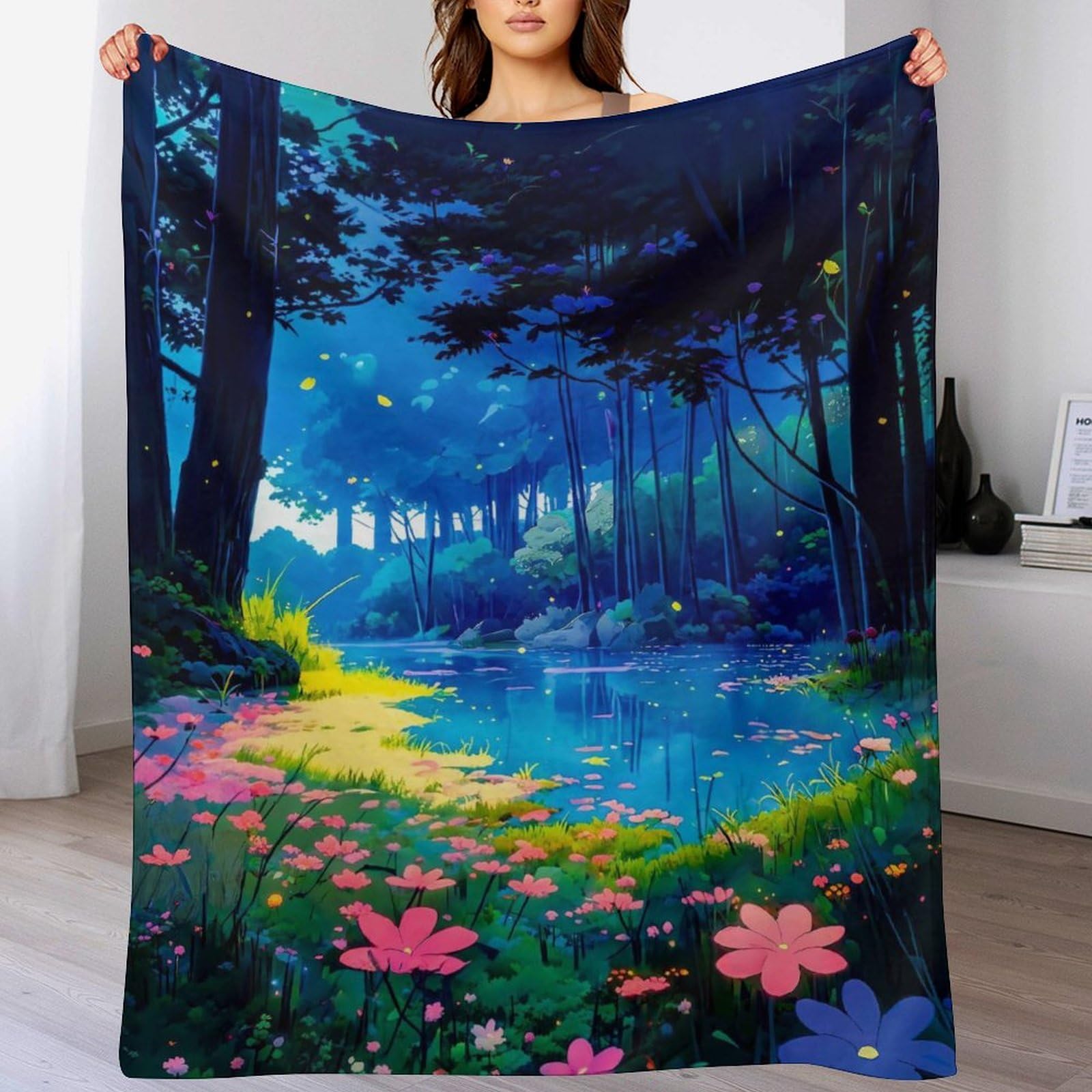 Couverture polaire style japonais 130x180cm pour cocooning au canapé