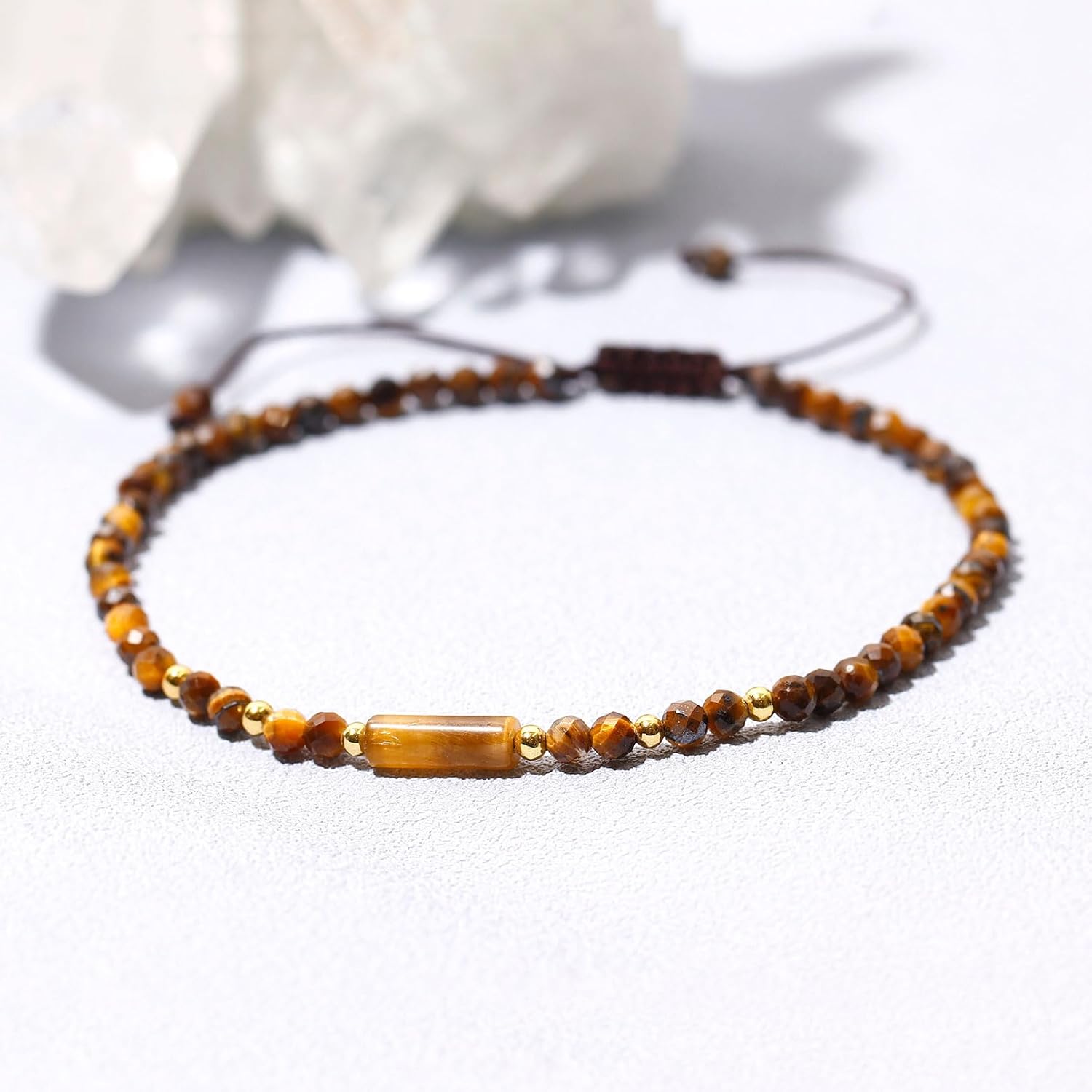 Spiritual Yellow Tiger Eye Stone Beaded Anklet Wealth Dainty Faceted Beads Ankle Bracelets for Women Protection Energy Beach Foot Jewelry - Image 3