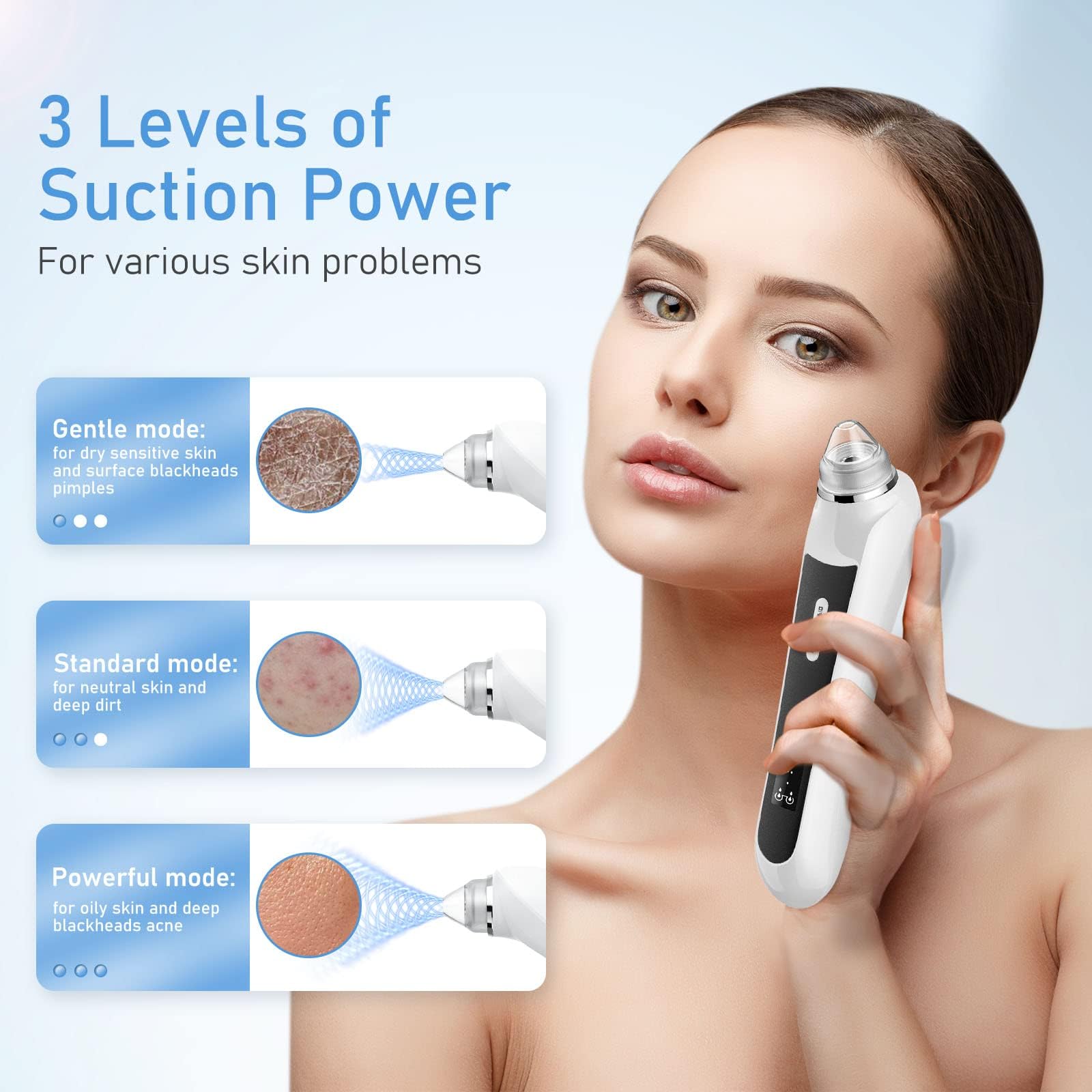 Appareil photo HD USB pour enlever les points noirs, 3 modes, 6 têtes pour