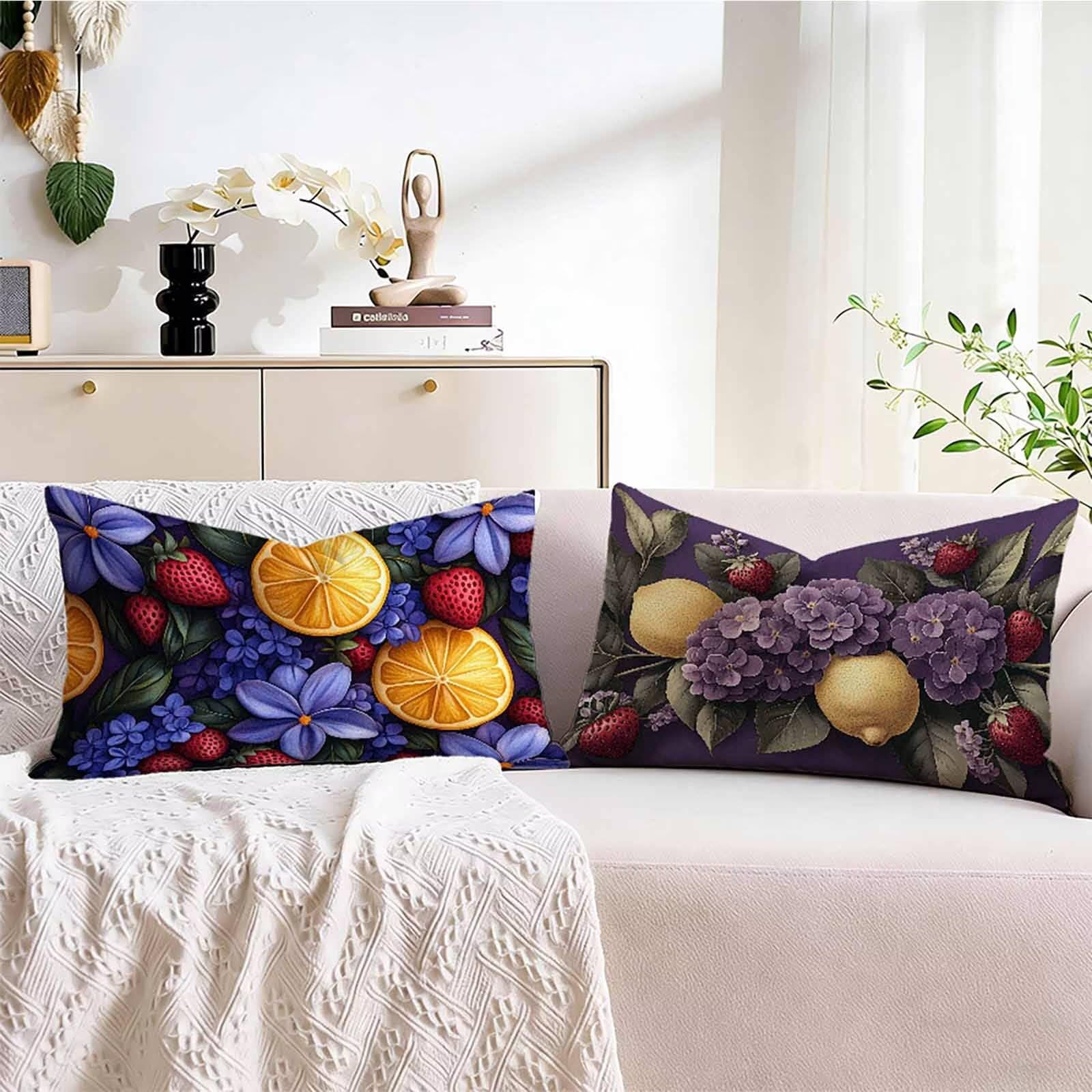 Poszewka na poduszkę 50x80 Zestaw 2 szt. Purpurowa poszewka na poduszkę Magnolia wzór prostokątna poduszka z niewidocznym zamkiem błyskawicznym dwustronny nadruk projekt do dekoracji domu jesień salon