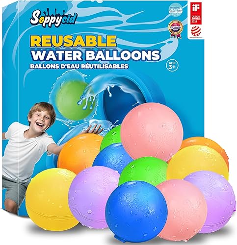 Smasiagon 6 globos de agua magnéticos reutilizables, bolas de agua de silicona suave autosellantes, juguete de agua para exteriores con bolsa de
