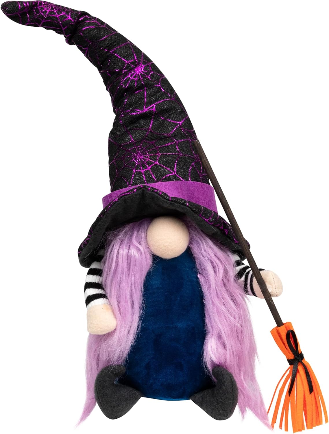 Northlight Gnome Witch with Broom and Pointy Hat Halloween Figure - 14"