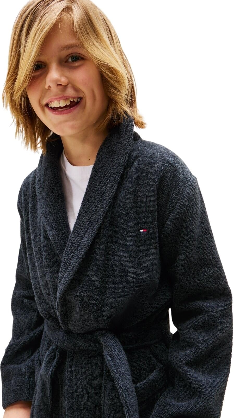 Tommy Hilfiger Kinder Unisex Bademantel Towelling Bathrobe mit Taillengürtel
