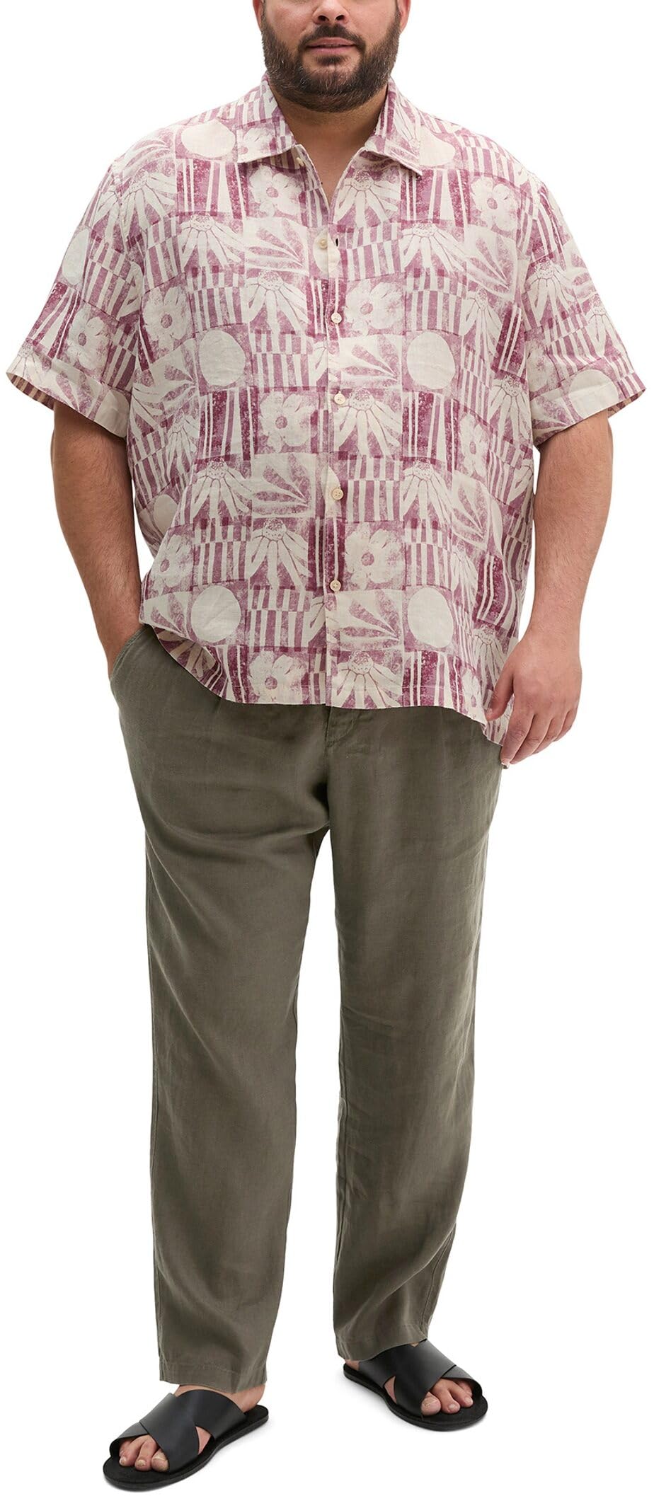 Marc OߴPolo Uomo Camicia in lino con collo bowling Big & Tall