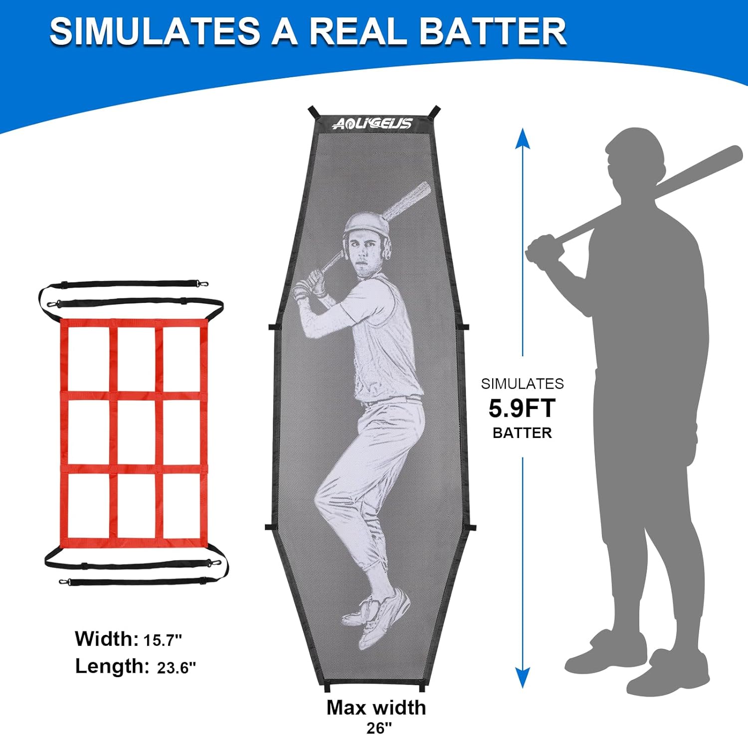 7'X7' Baseball Softball Practice Net,Pitching Net,Batting Net,with Baseball Tee,Bonus Strike Zone and Bow Frame,for Hitting,Pitching, Catching - Image 8