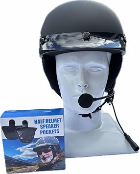 Daytona Helmets Skull Cap Half Helmet- DOT Approved- with Speaker Pockets