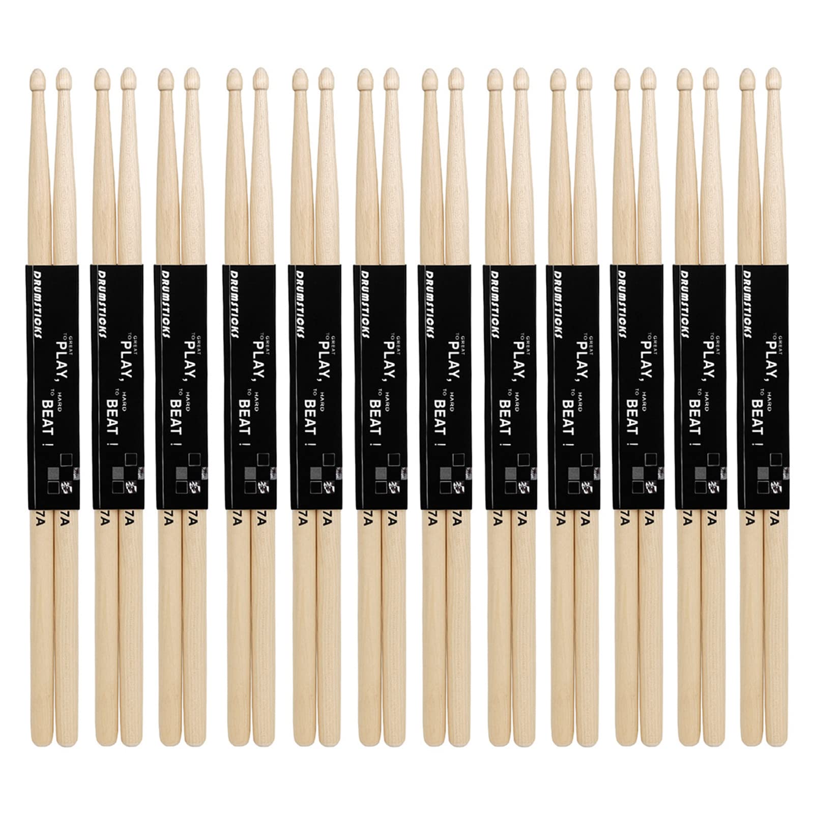 Classic-7A Drumsticks Ahorn Drumsticks, Holz Drumsticks Set, gleichbleibendes Gewicht und Tonhöhe, 12 Paar ovales Top Set mit Tasche