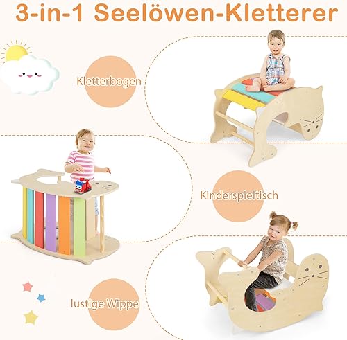 Miniatura 6 de COSTWAY Climbing Triangle with Slide, 7-in-1 Indoor Climbing Frame from 3 Years, Foldable & Height-Adjustable, Indoor Playground Freely Combinable