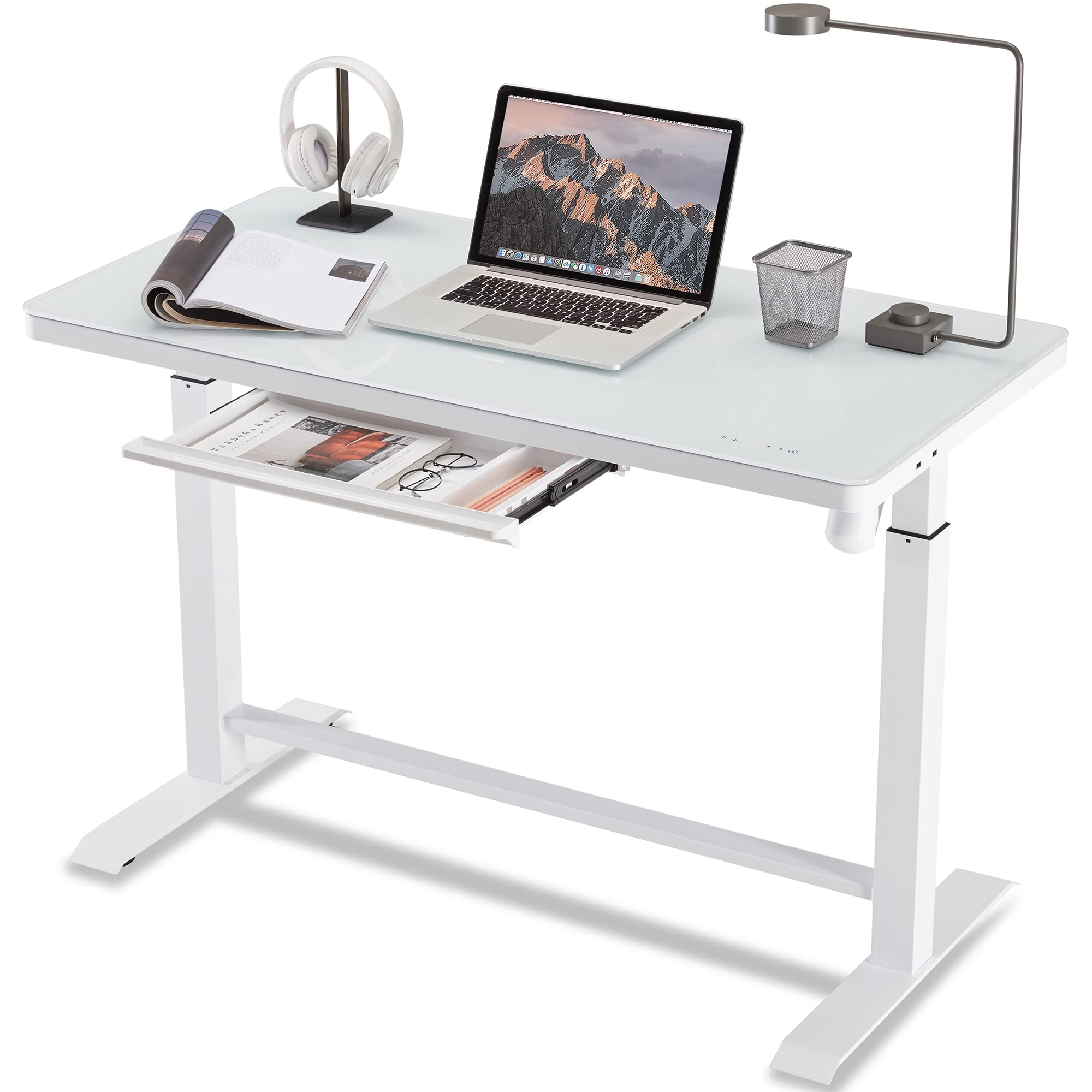 Amazon | Soohow 電動昇降デスク（幅120cmX奥行60cm，ガラス天板 
