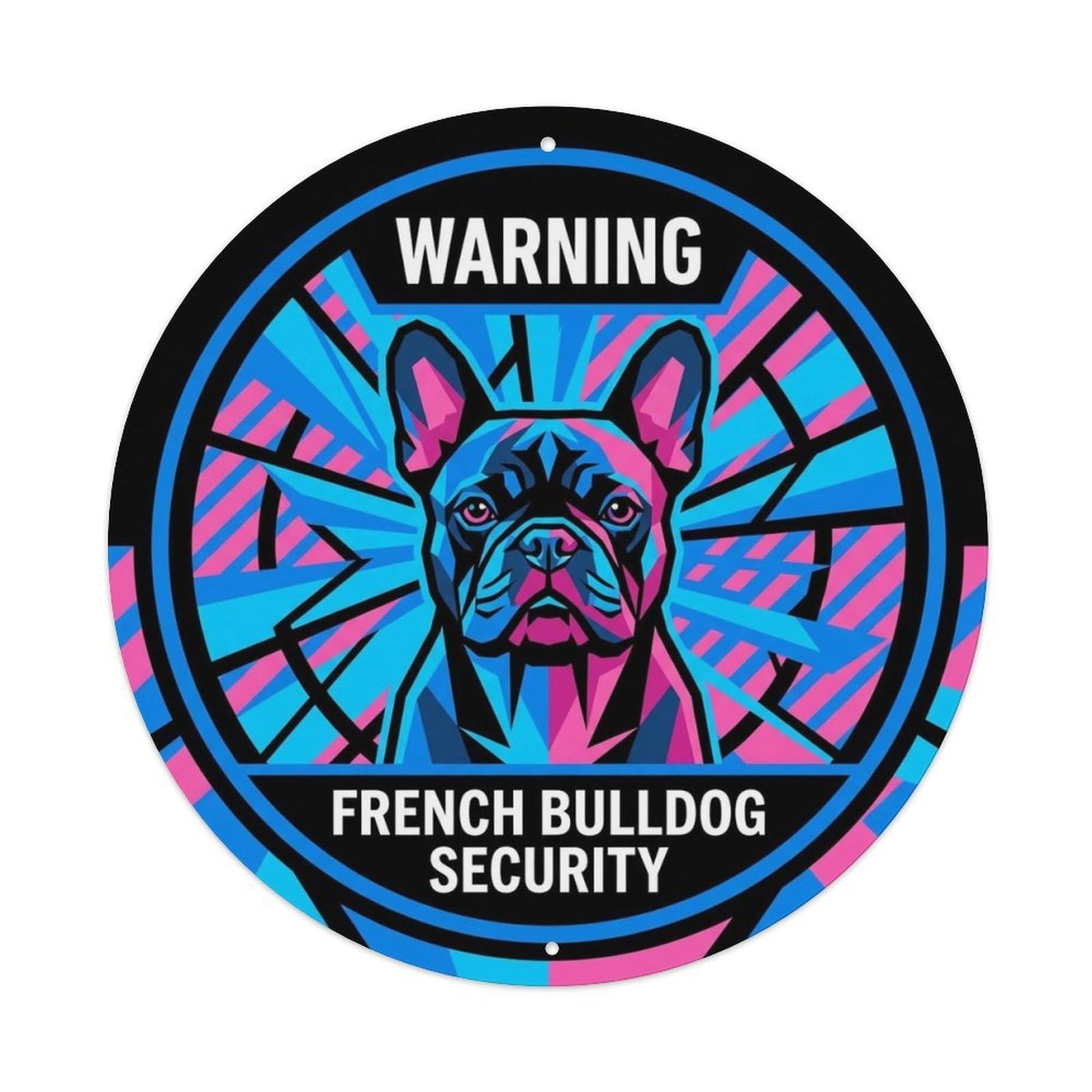 French Bulldog Security Warning Modern Graphic Metal Tin Sign