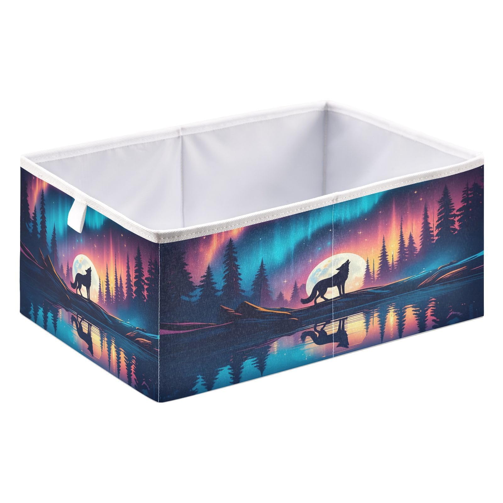 Jumbear A Wolf Under The Uror Storage Bin,Foldable Storage Basket Toy Storage Box For Home Organizing Shelf Closet Bins,40X27x17cm