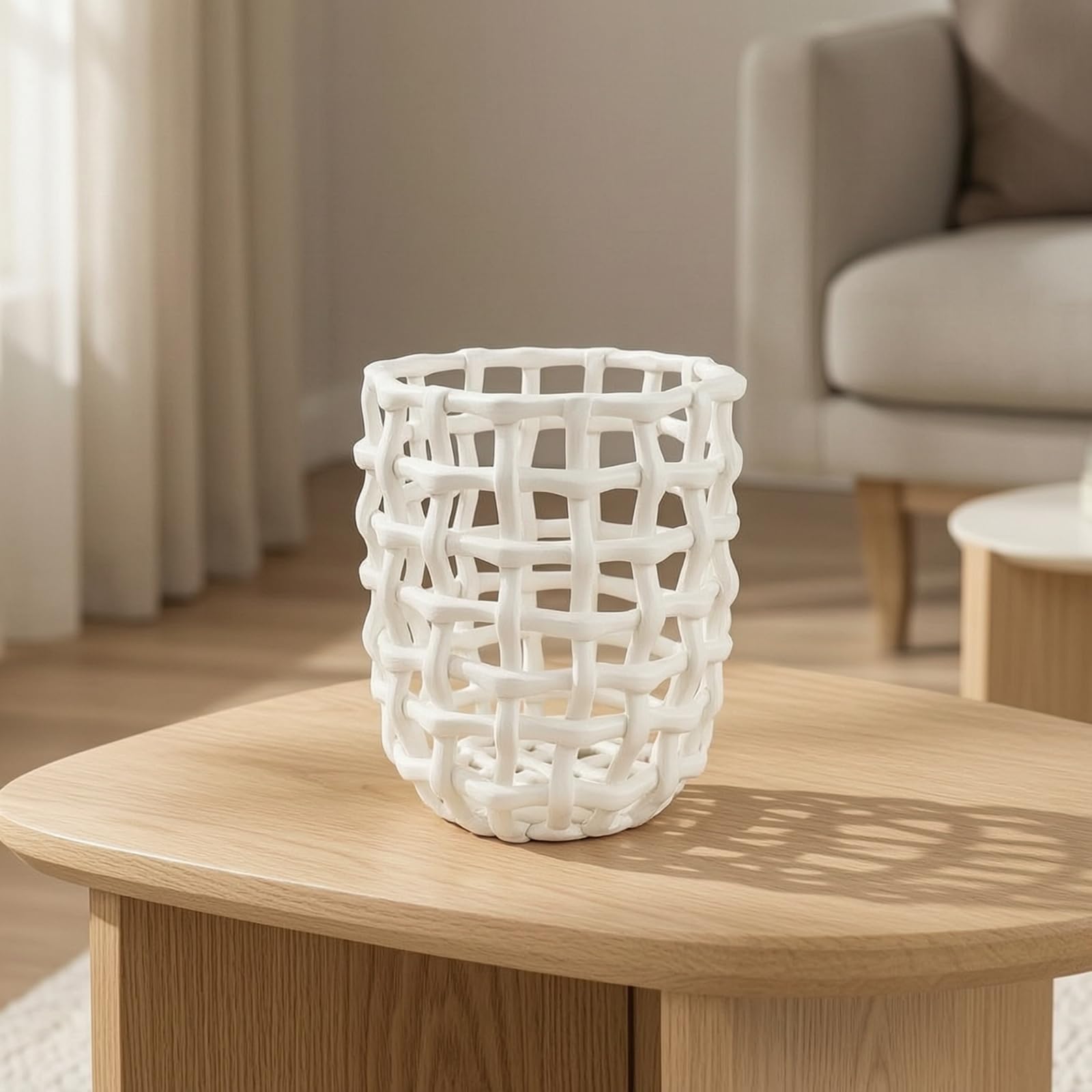 Gralara Pot avec Structure En Treillis Sculptural Panier à Magazines Pratique Porte-Revues pour Bureau, Salon, Étagère, Noir