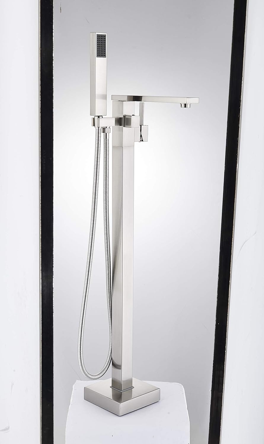 Best Cyber Deals 🔥 Votamuta Stainless Steel Floor Mounted Single Lever Bathroom Tub Shower Fuacet 1 Handle Free Standing Tub Filler Mixer Tap with Hand Spray,Brushed Nickel Exclusive Votamuta Stainless Steel Floor Mounted Single Lever Bathroom Tub Shower Fuacet 1 Handle Free Standing Tub Filler Mixer Tap with Hand Spray,Brushed Nickel