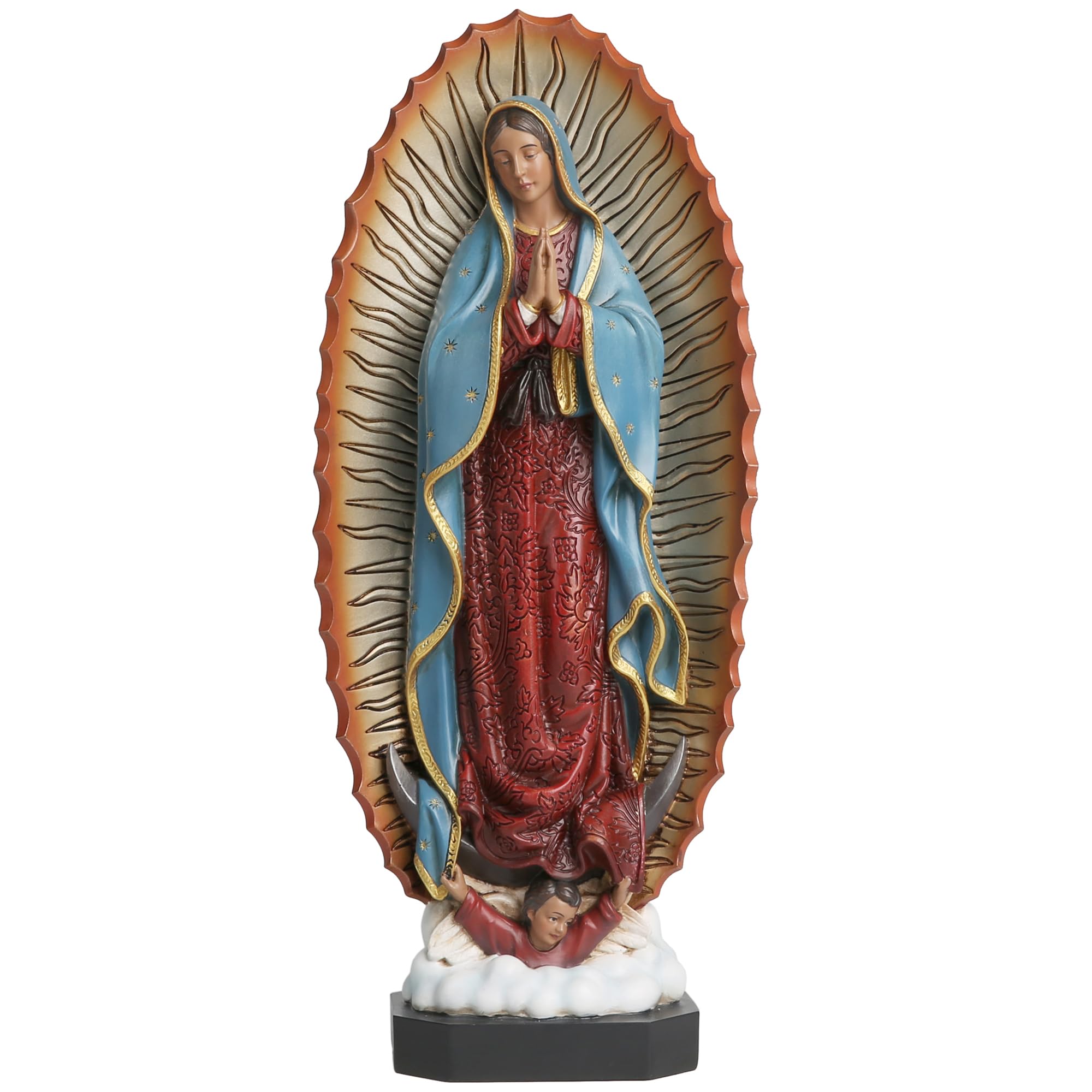 Vineyard Carvings Our Lady of Guadalupe Statue - 8.8 Inches Virgin Mary Statue Blessed Mother Virgen de Guadalupe Religious Figuines, Hand Painted Mother Mary Sculpture Catholic Gifts