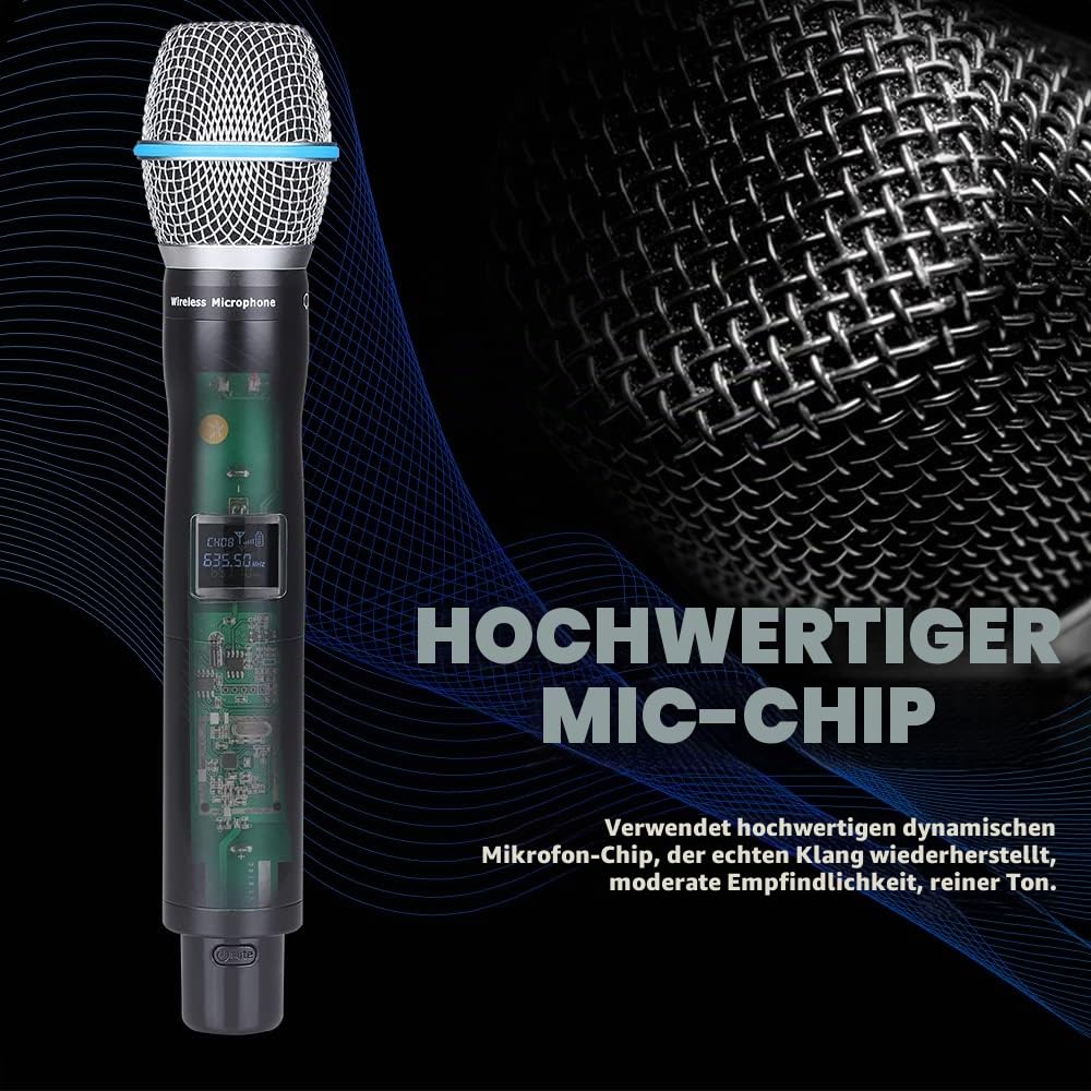 BOMGE UHF Metall Dual Handheld Wireless Mikrofone & Systeme für Karaoke, Gesang, Meeting, Party, Kirche, DJ, Hochzeit, 240U