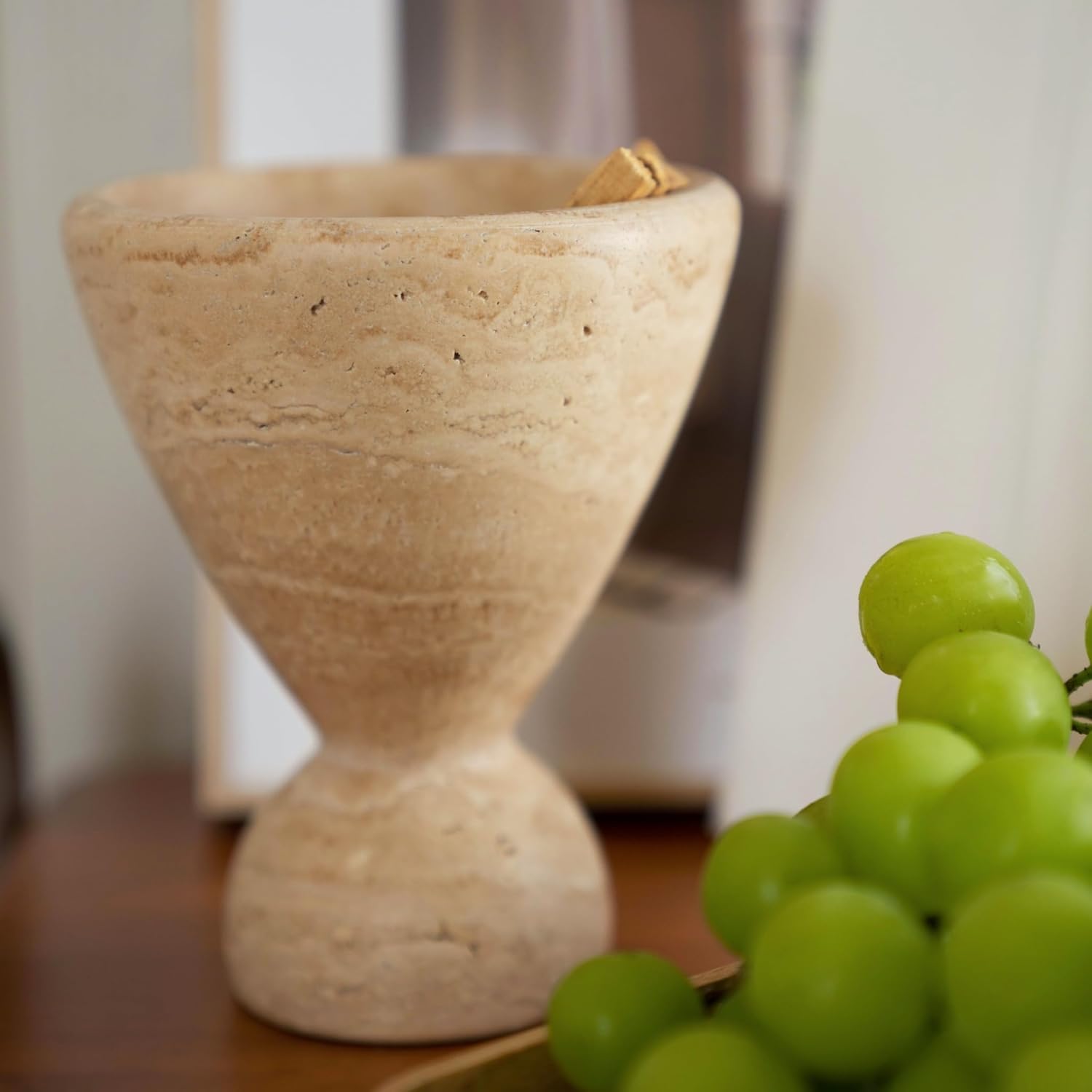 Wild Works Vintage Travertine Cave Stone Incense Mid-Ancient Minority Abstract Geometric Ornament Home Decor Indoor