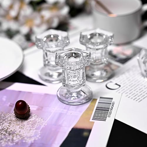 Miniatura 3 de Juego de 24 portavelas de vidrio cónico, portavelas a granel, portavelas de vidrio grueso transparente para bodas, fiestas, festivales, centros de