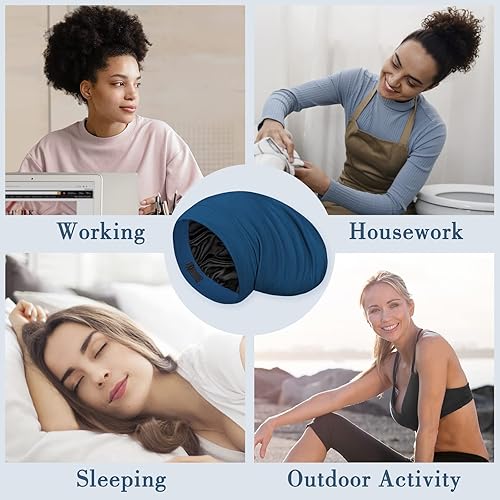 Miniatura 7 de LULUSILK Gorro de dormir 100% con forro de seda de morera, gorro de seda para dormir