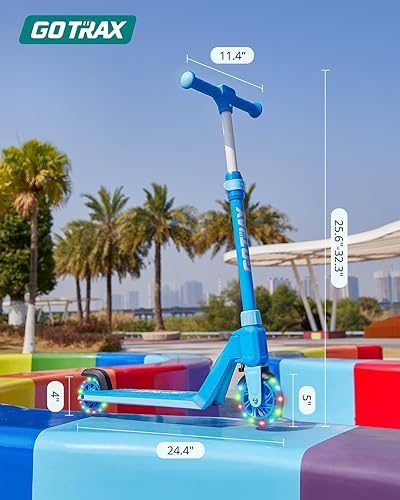Vista 23 de Gotrax K03 Kick Scooter para niños, ruedas iluminadas LED RGB de 5 pulgadas, 4.6 libras ligero y diseño desmontable con un solo clic, barra de mano