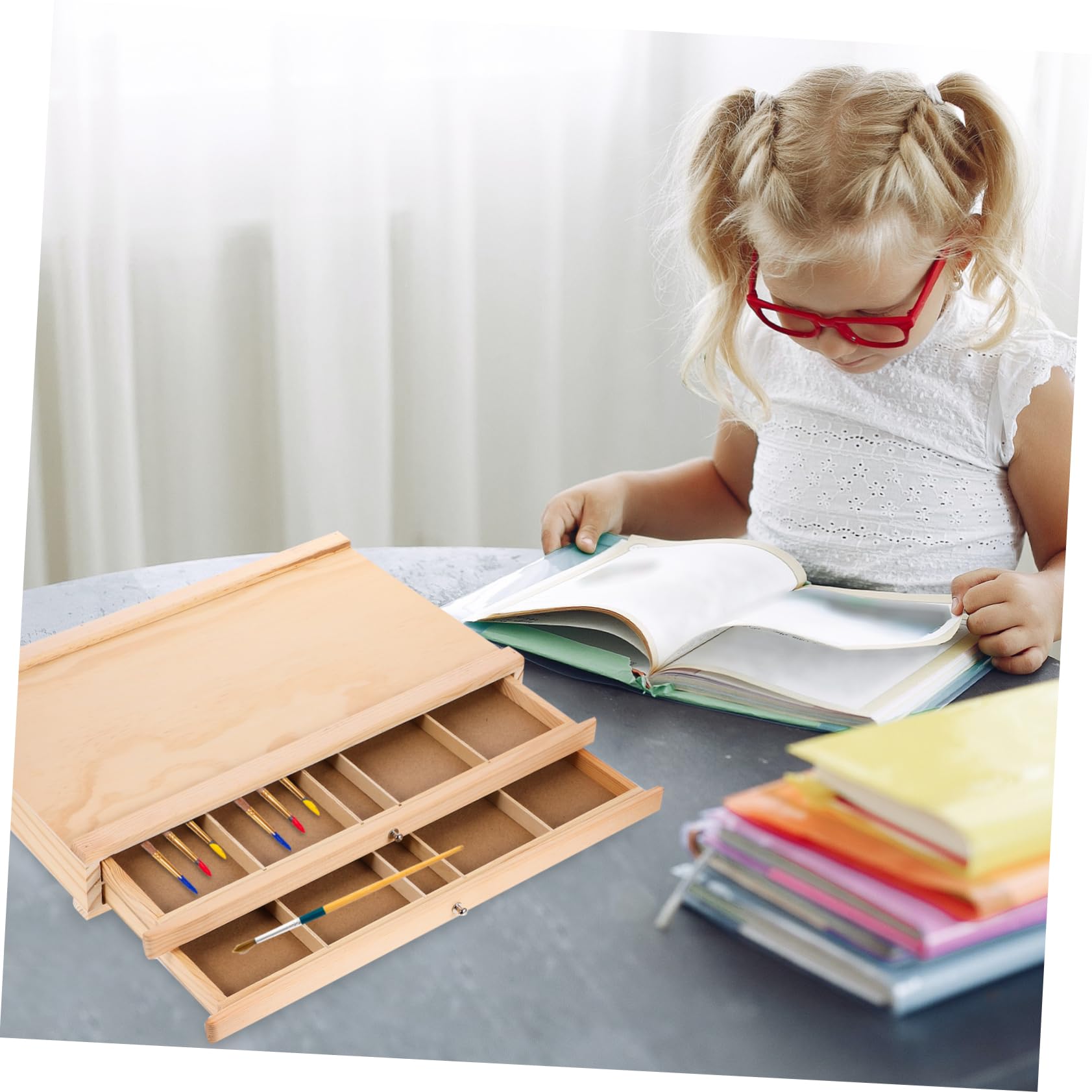 Portapenne Legno per Pennelli e Matite Organizer da Scrivania Multi per Forniture Artistiche e da Ufficio Cassetto Porta Pennelli e Penne Design Elegante e Funzionale
