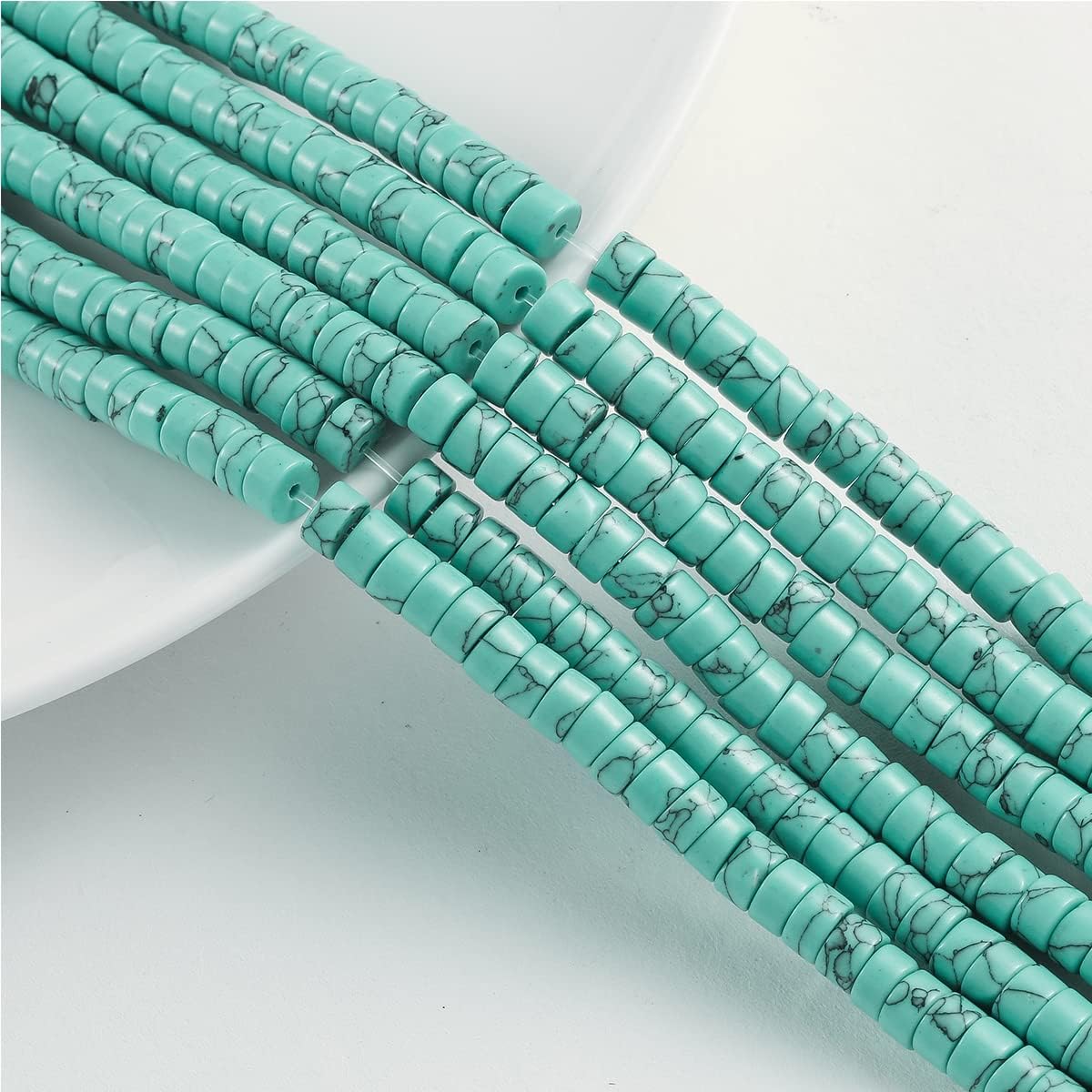 Natural Blue Turquoise Stone Spacer Beads 6x3mm 38cm/str Flat Round Loose Semi Gemstone Caps for Making Bracelets Necklace - Image 4