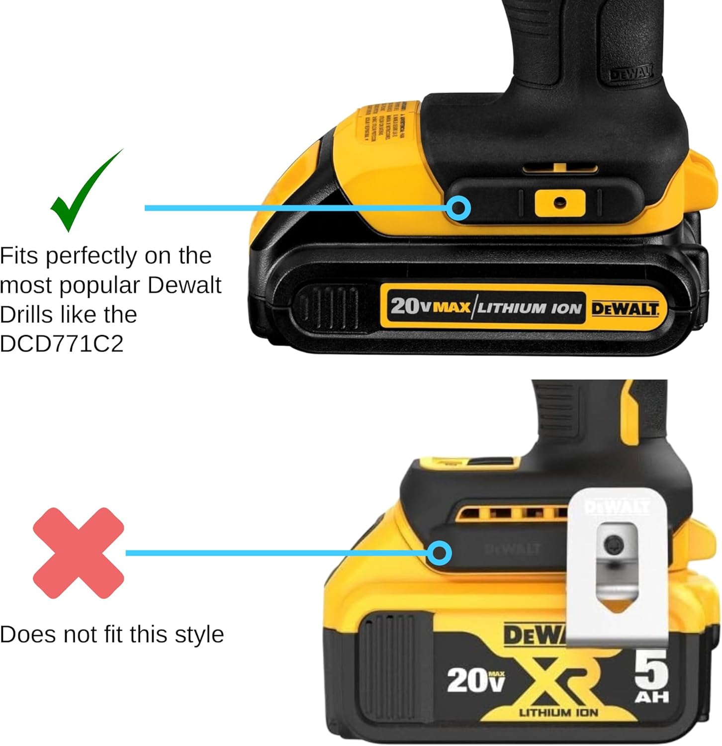 Magnetic Bit Holder for DEWALT 20V Drill Driver Bits Set Low Profile 3D Printed, 2 Pack
