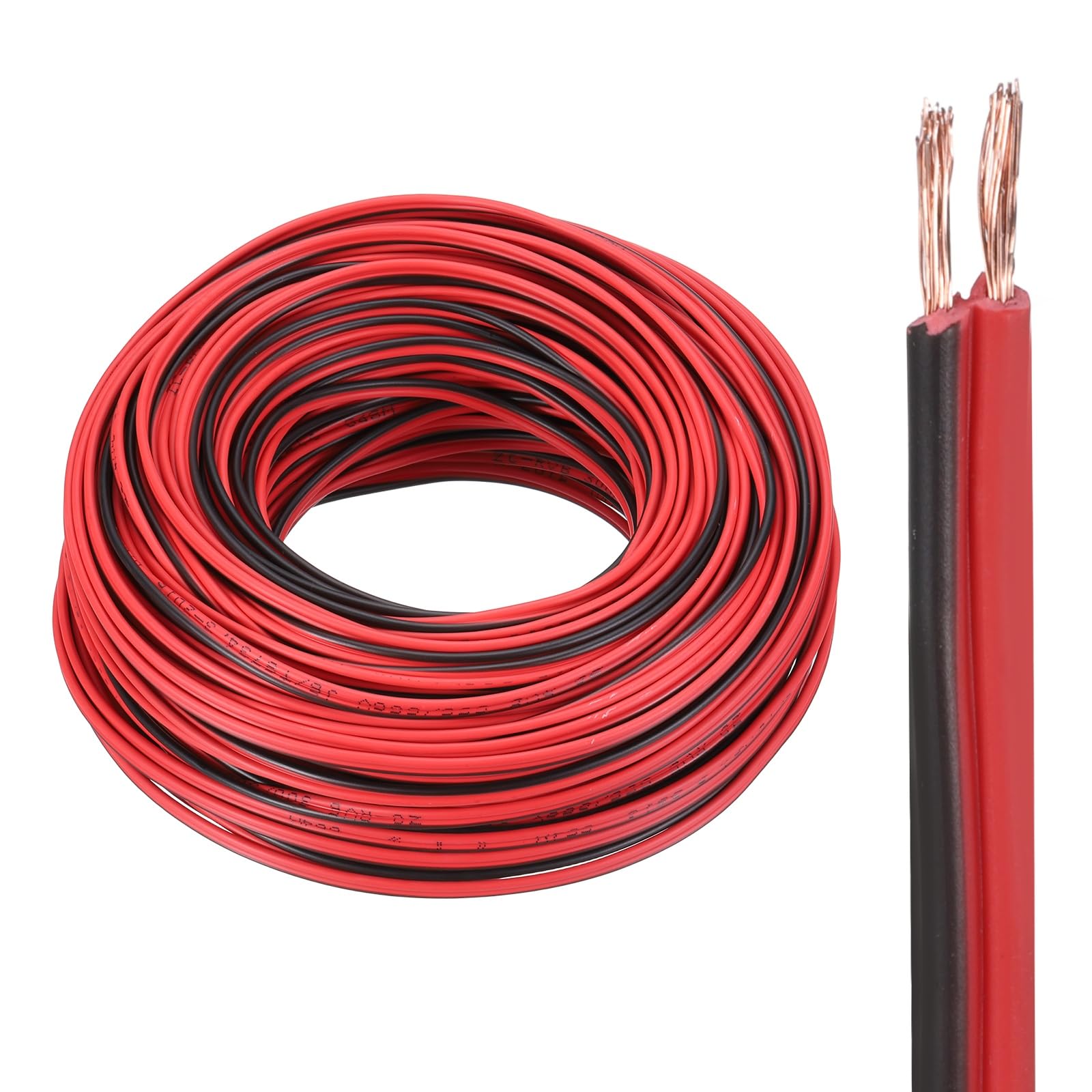 sourcing map 20 Gauge 2 Conductors Electrical Wire, 150ft Red Black Cable Copper Clad Aluminum Wire, Flexible PVC Extension Cord for Speaker LED Strips Lamp Automotive