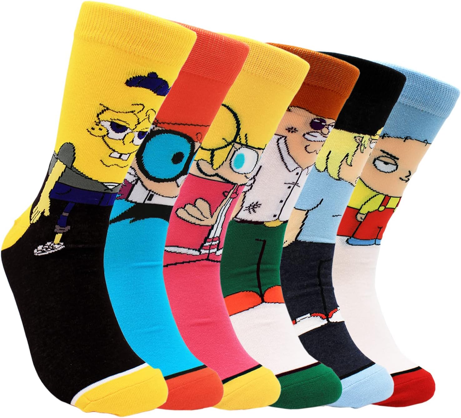HengulusPoiLee Casual Patterned Socks 6 Pairs Cartoon Unisex Dress Crew Socks Novelty Cool Silly Funny Multipack