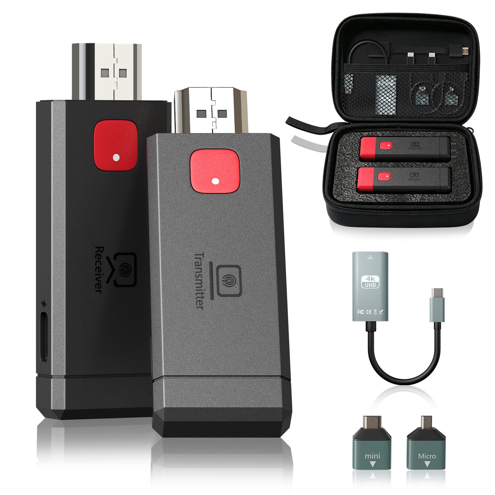 Hdmi Inalámbrico, Transmisión de Banda Dual 2.4G/5G hasta 80 m, Extensor inalámbrico HDMI 1080P@60hz Plug & Play, para Ordenador portátil/PC/cámara a HDTV/proyector/Monitor