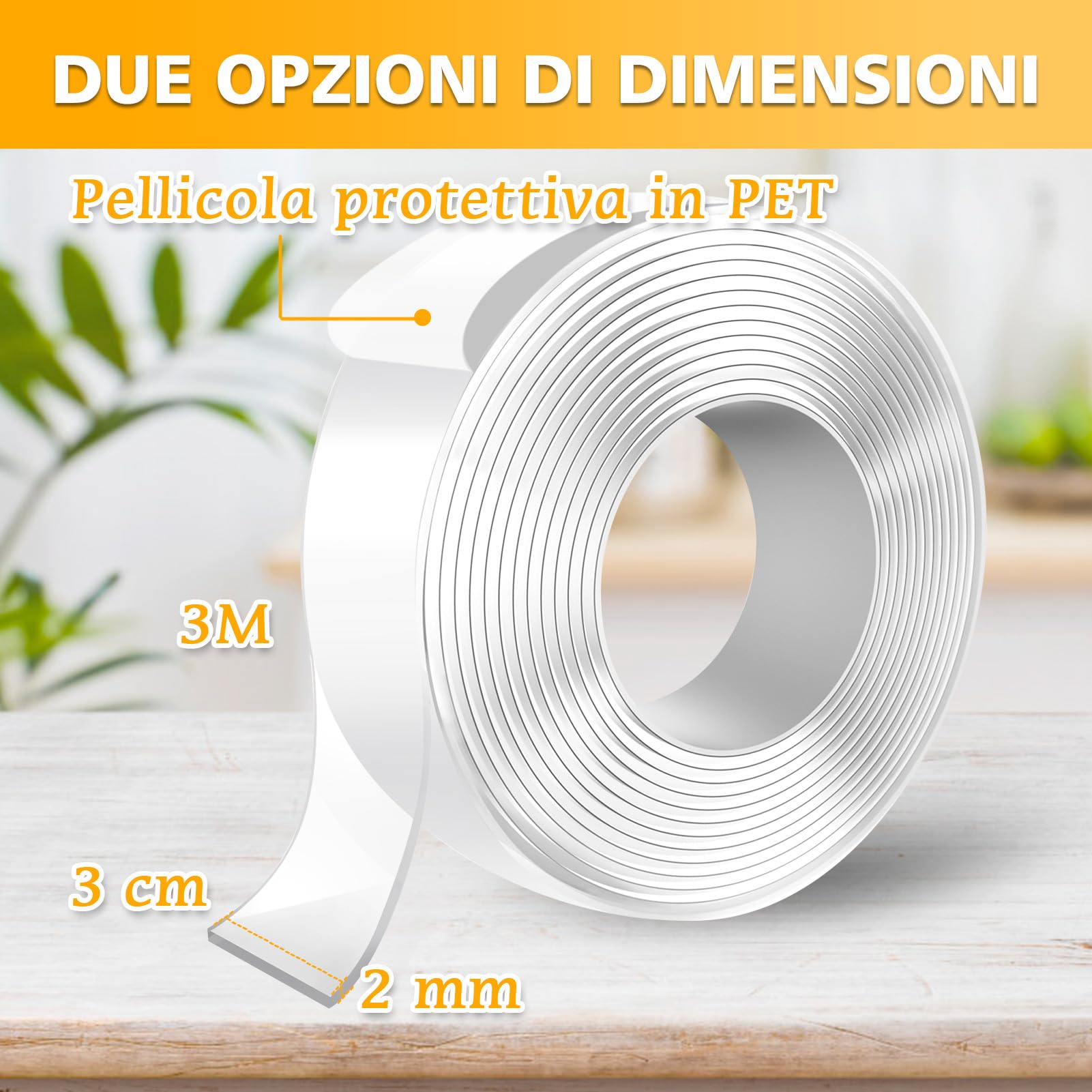 Nastro Biadesivo Extra Forte - 5m X 3cm, Rimovibile, Per Casa E Ufficio - Foto 6