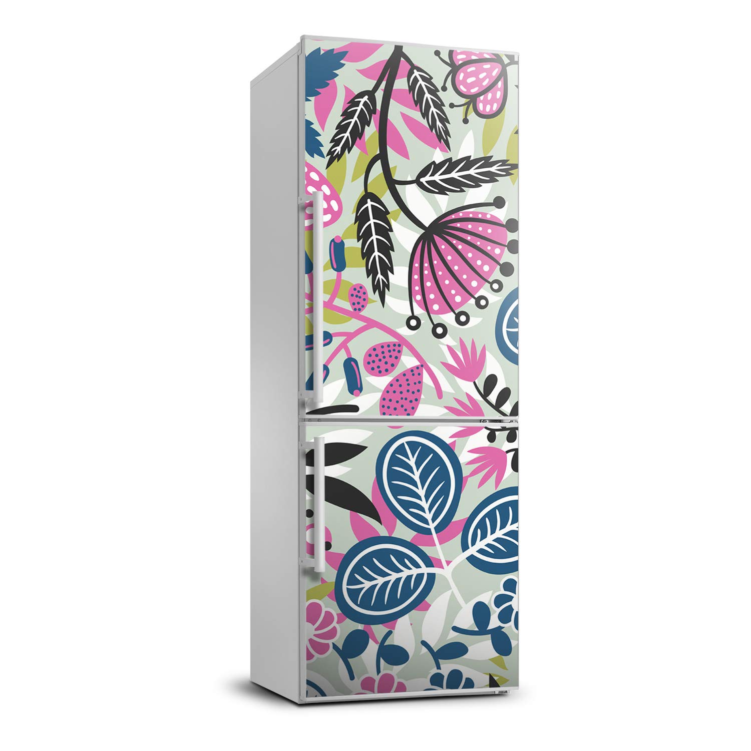 Autocollant frigo fleurs sticker réfrigérateur 60x180cm déco cuisine adhésive