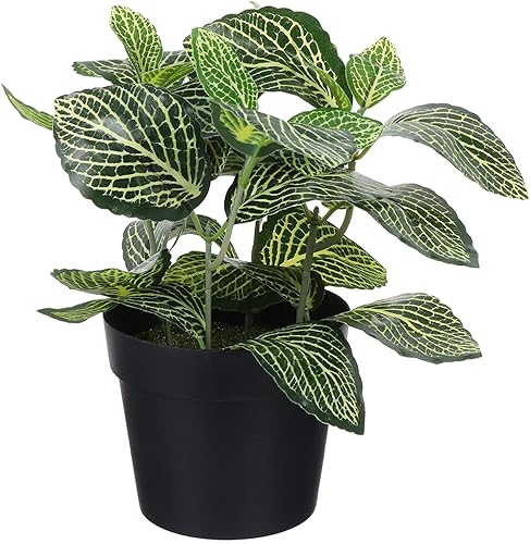 Abaodam Planta artificial simulada en maceta, plantas de interior falsas, decoración de hojas verdes sintéticas, vegetación artificial en maceta,