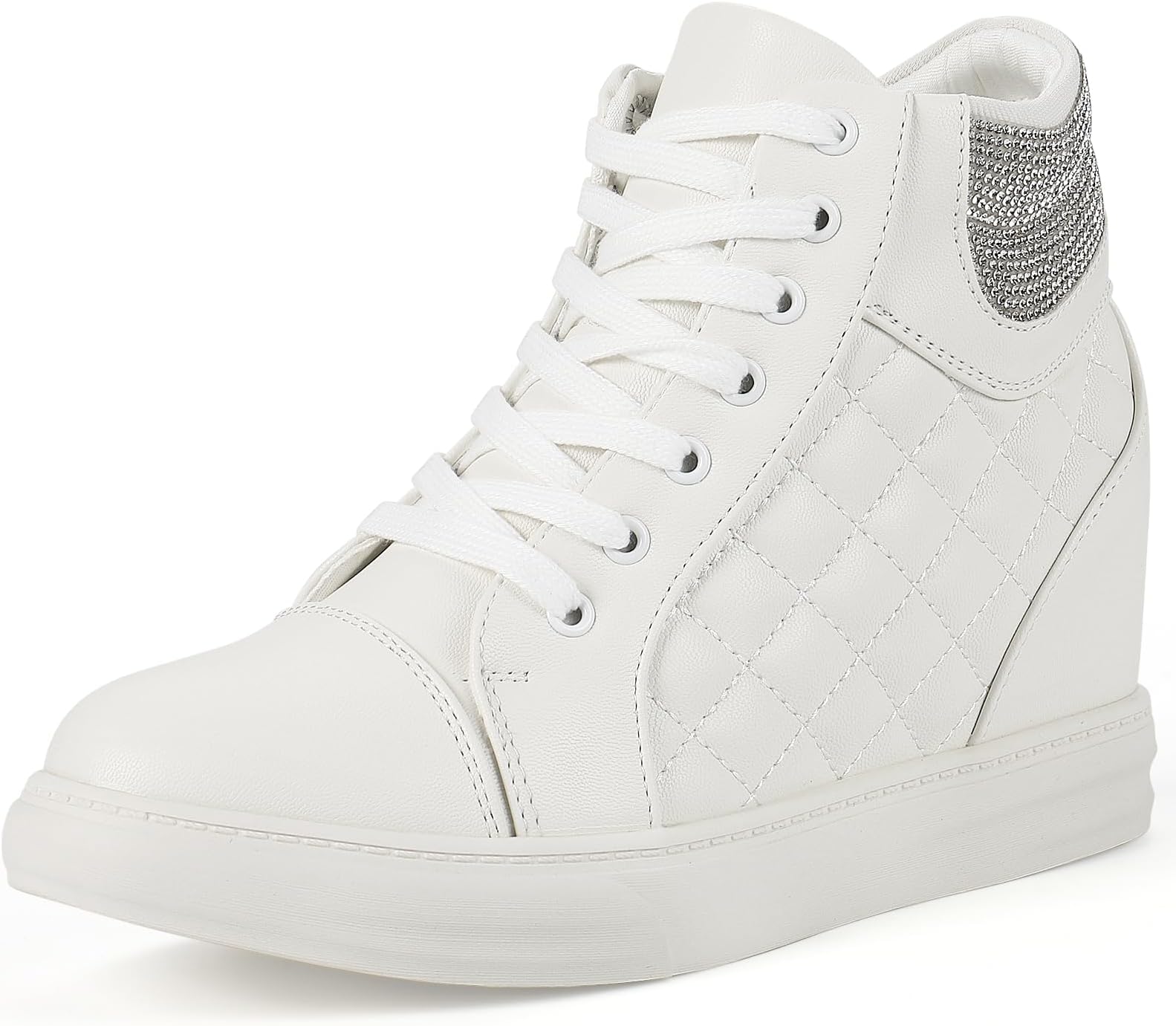 Womens Fashion Platform Shoes Hidden Wedge Heel High Top Sneakers for Women Platform Boots Working Shoes Women