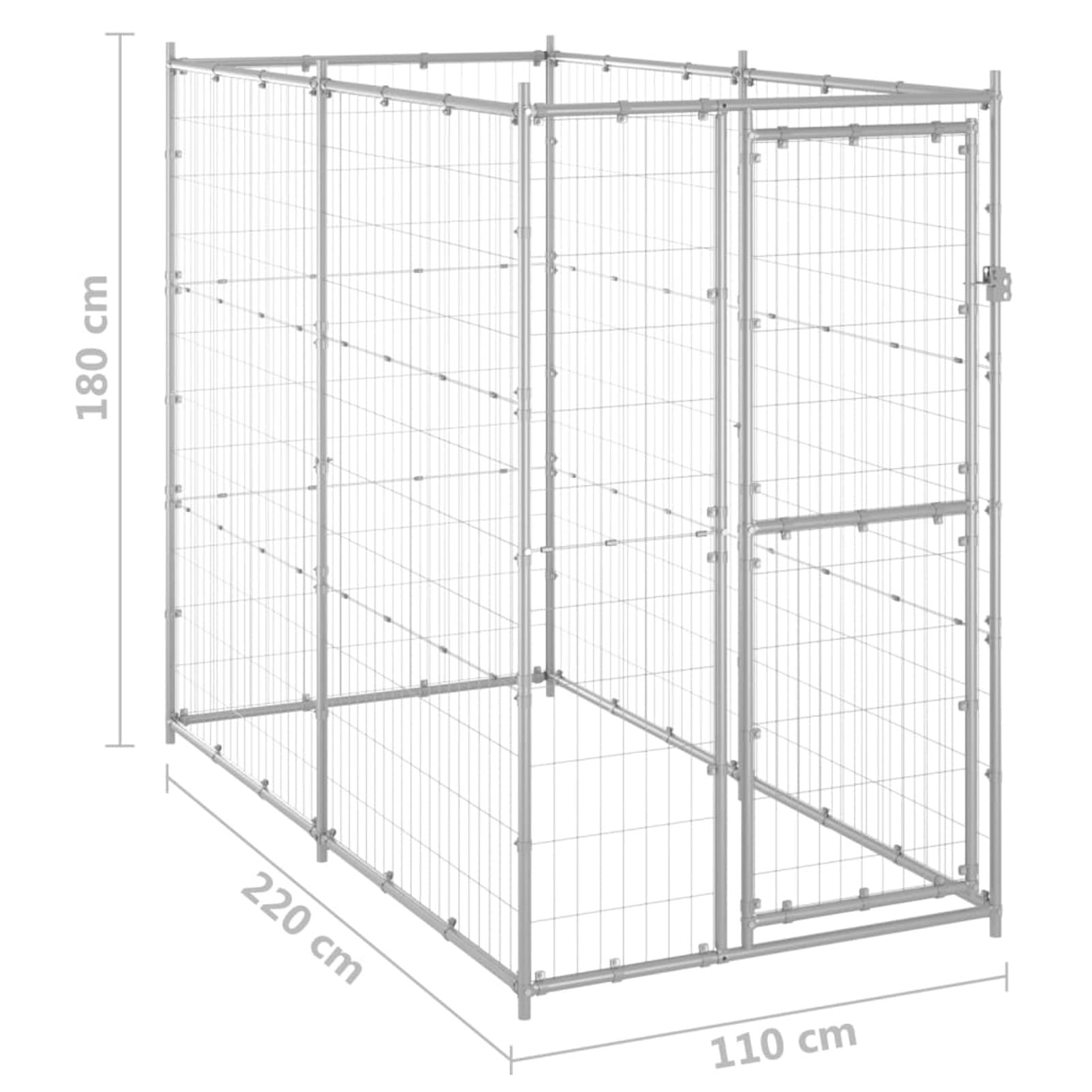 Homgoday Zewnętrzna klatka dla psa ze stali ocynkowanej 110 x 220 x 180 cm, klatka dla psa, wewnętrzna klatka dla psa, Kennel dla psów, klatki dla psów, ogrodzenie dla psa na zewnątrz wystrój