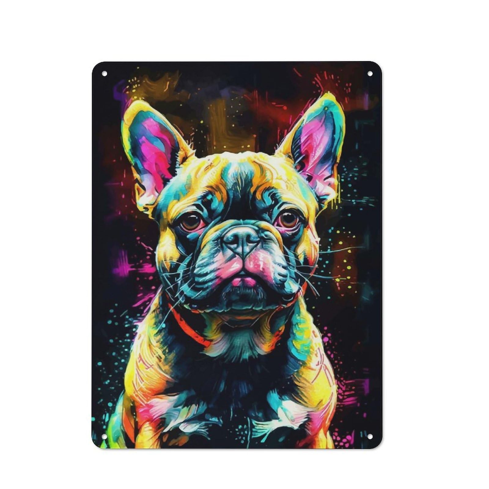 Junmoney French Bulldog Pop Art Tin Sign 40X30cm For Workshop Wall, Vintage Wall Decor, For Metal Sign Collectors, For Garage And Workshop Walls
