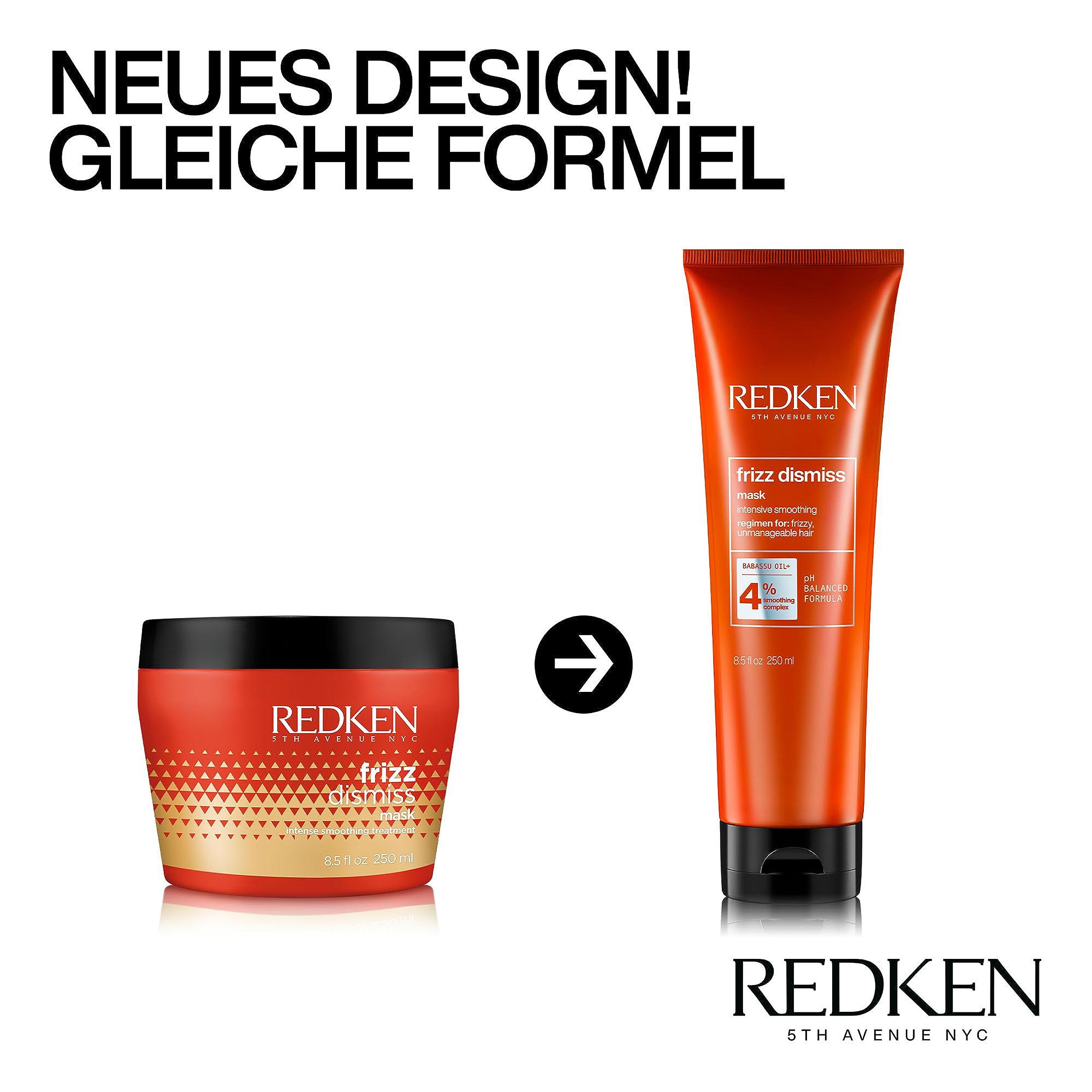 Redken Haarmaske mit Anti-Frizz-Effekt für widerspenstiges Haar, Mit Babassu-Öl und Smoothing Komplex, Frizz Dismiss Mask, 1 x 250 ml