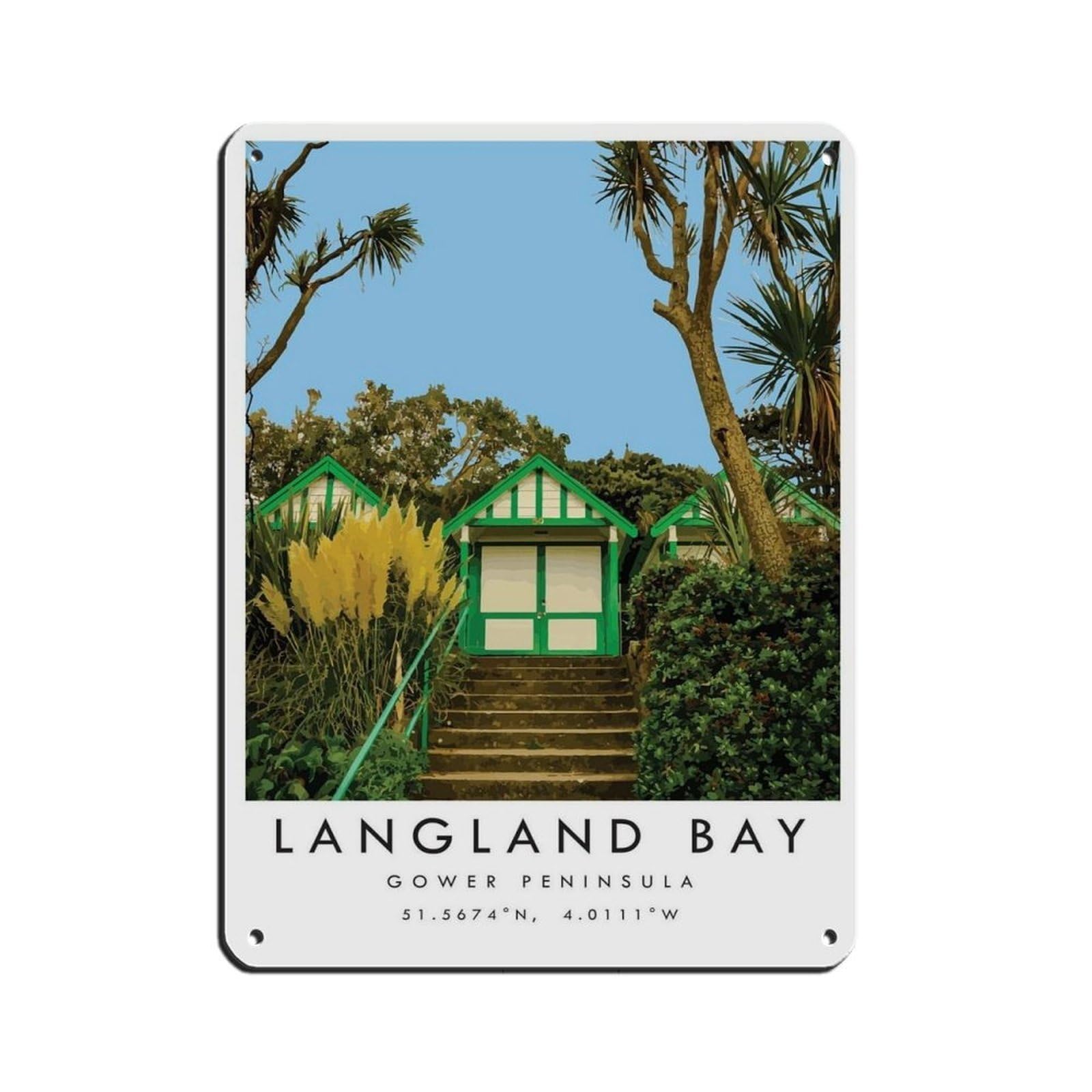 Langland Bay Gower Travel,Gower Peninsula (4) Retro Poster Metal Tin Sign Chic Art Retro Iron Painting Bar People Cave Cafe Family Garage Poster Wall Decoration 12x16inch(30x40cm)