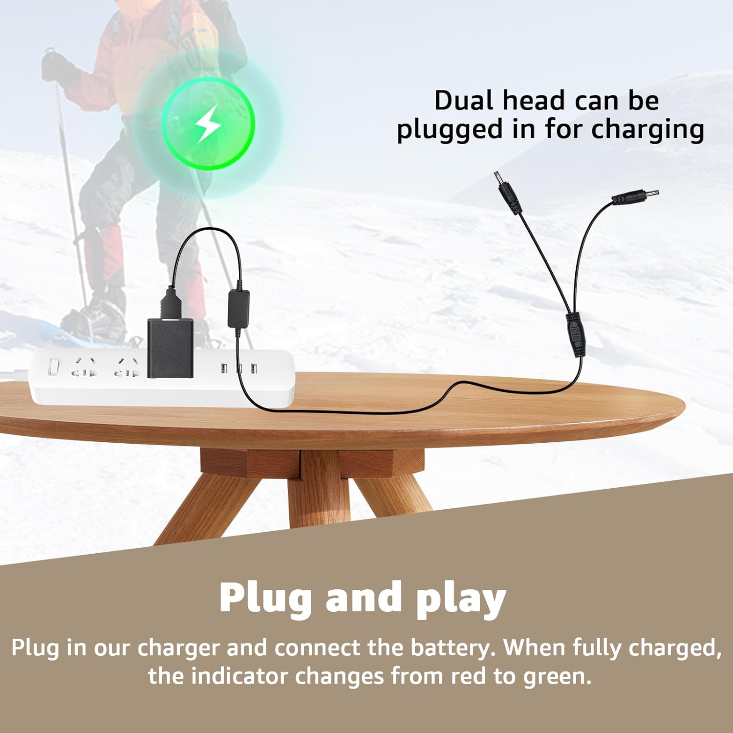 8.4V Heated Gloves Charger - Compatible with Savior Snow Deer Sun Will Heated Gloves, Heated Socks,Heated Vest Battery Power Cord - Image 6