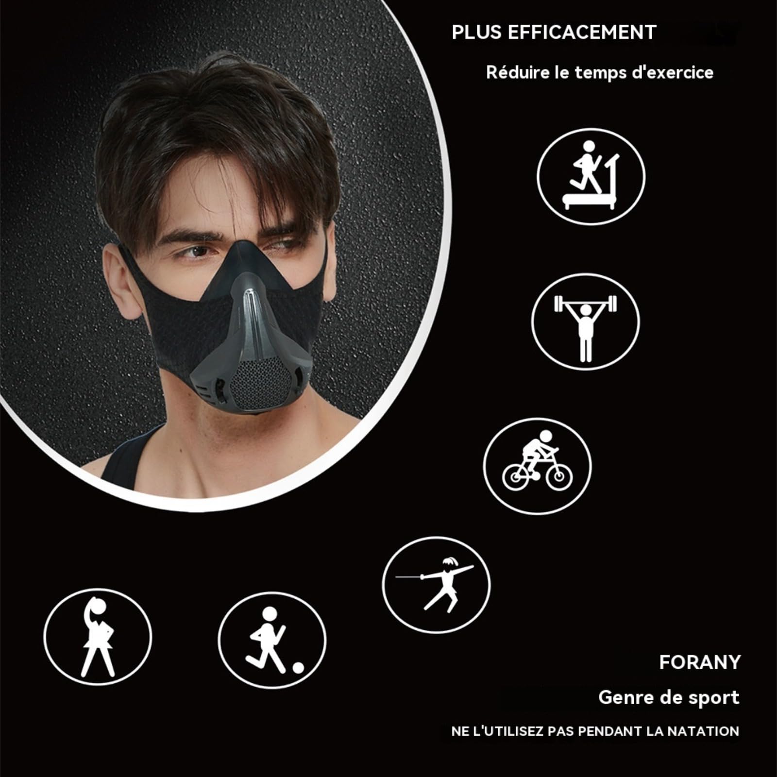 Générique Simulateur de Haute Altitude d'entraînement Masque pour Tous Les Sports intensifs et de Fitness - (25 Niveaux réglables) S/M/L