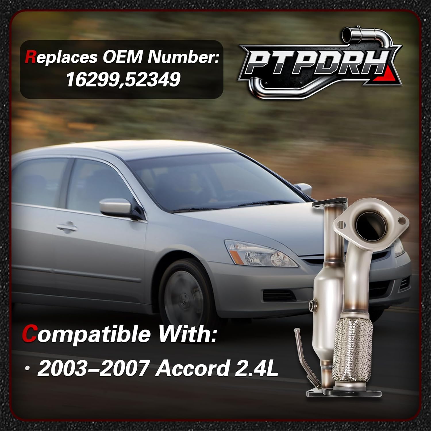 Catalytic Converter Bellows Exhaust Pipe Compatible with 2003-2007 Honda Accord 2.4L Replaces 16299 52349 (EPA Compliant)