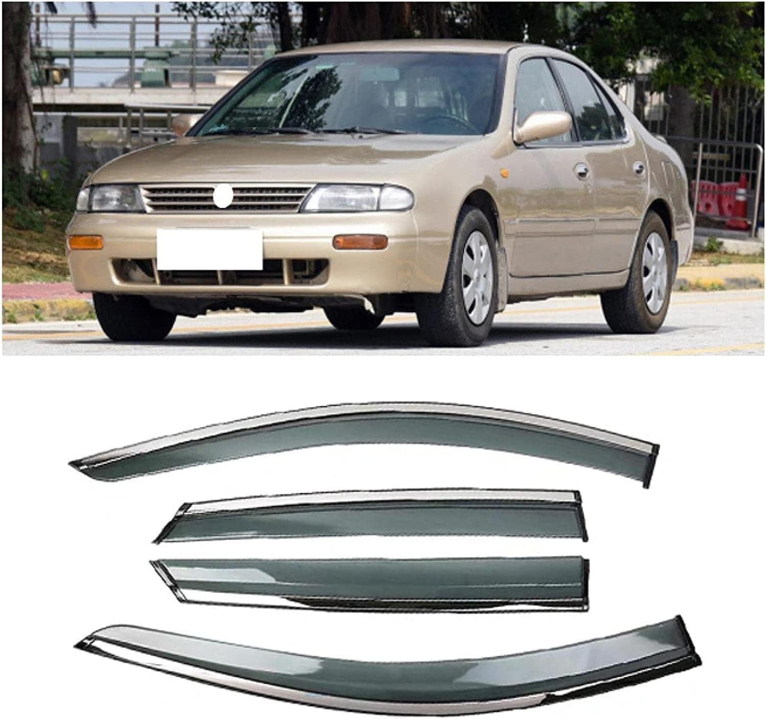 PANXUC Car Wind Deflectors for Nissan Bluebird 2001, Side Window Wind Rain Deflector Window Visor Sun Rain Guard Smoke Guards