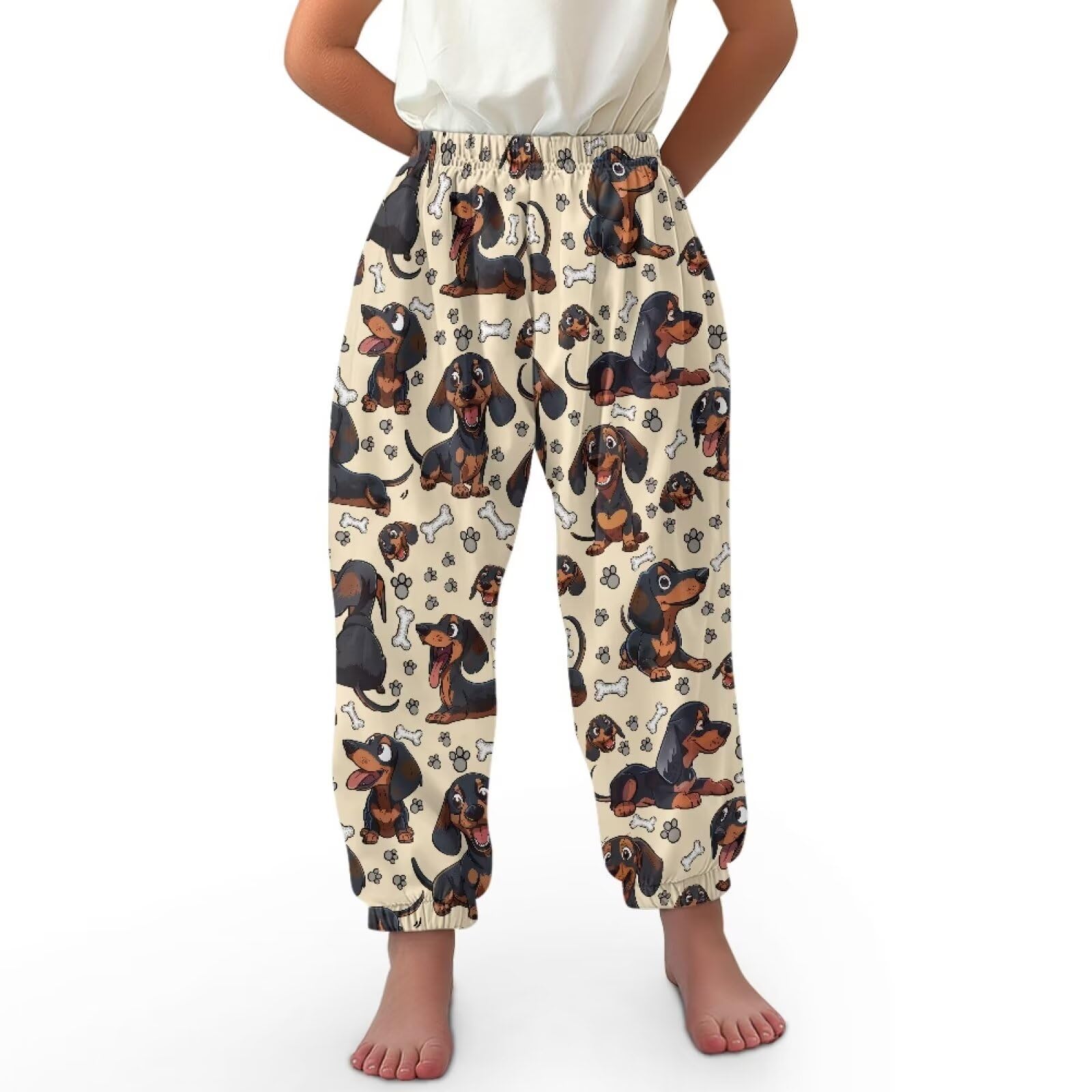 BYCHECAR Dachshund Girls Loose Yoga Pants Harem Bottoms Kids Stretchy Sports Trousers Running Jogger Pant Beach Pants XL Size