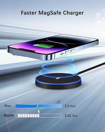 Miniatura 3 de Cargador magnético inalámbrico Apple MagSafe para iPhone 15141312 Series, AirPods - Almohadilla de carga LED con puertos duales