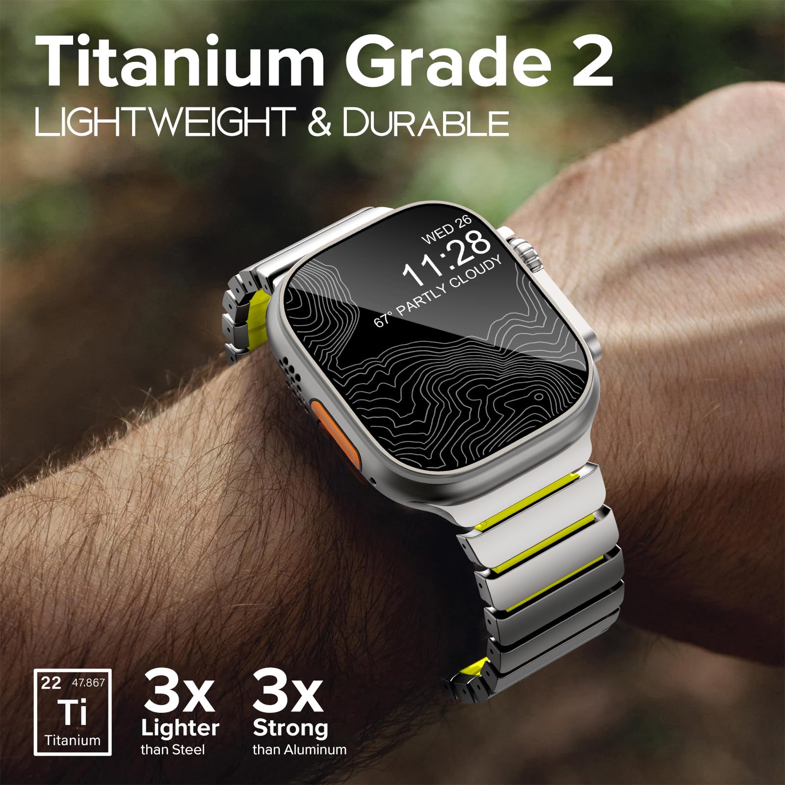 FULLIFE Bracelet magnétique en titane et silicone pour Apple Watch Ultra