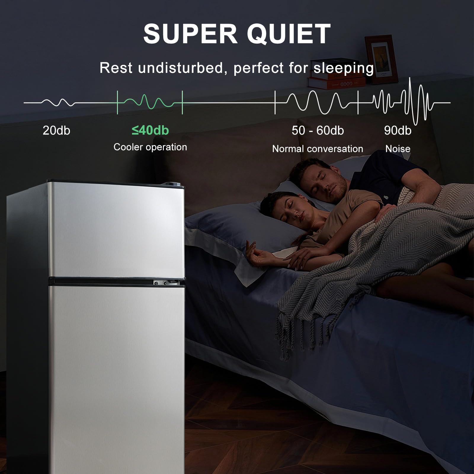 Axutl Mini Fridge With Freezer Refrigerator Bedroom Dorm Silver 4.0 Cu.Ft Compact Small For RV Apartment 2-Door Design on Fridge.com - View 6
