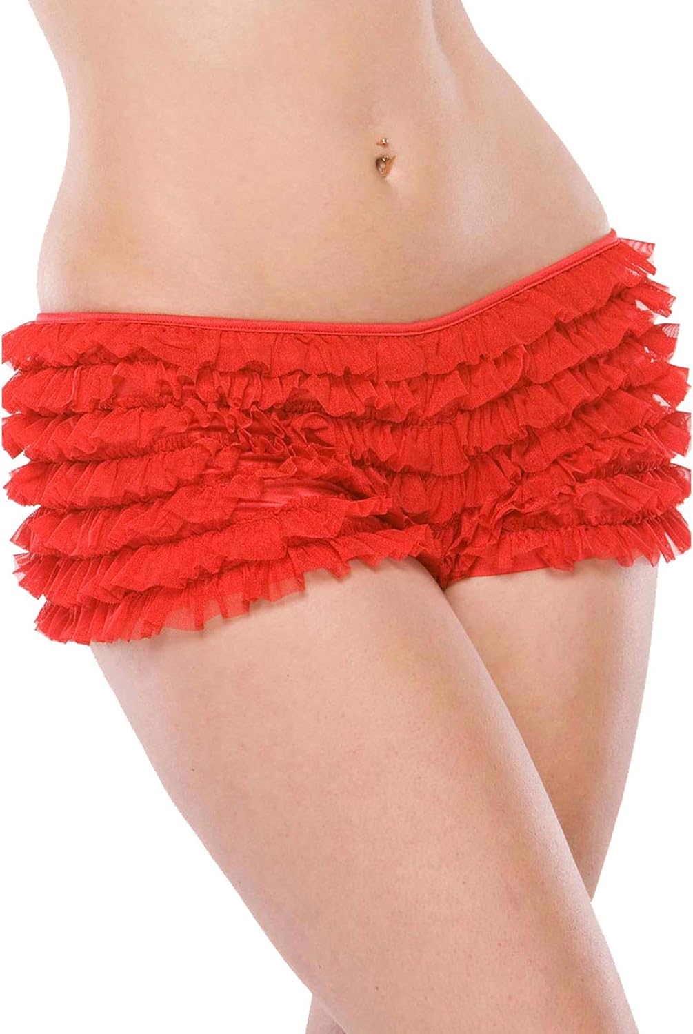 Womens Plus Size Lingerie Red Ruffle Bottom Boyshort Panties - Fits Size 14-20