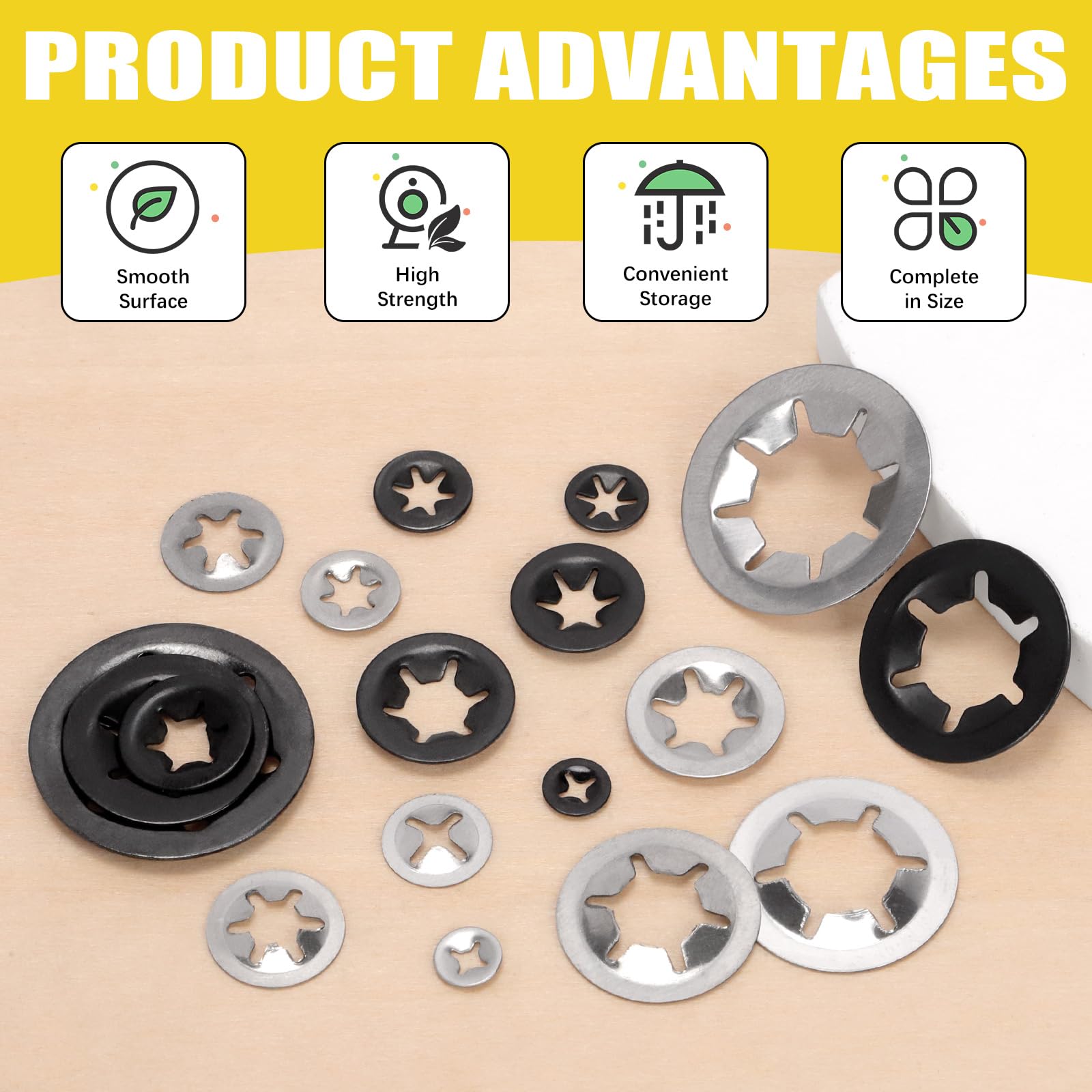 Mardatt 209Pcs Internal Tooth Star Lock Washers Kit, Quick Speed Locking Washers Push Nuts - Image 4