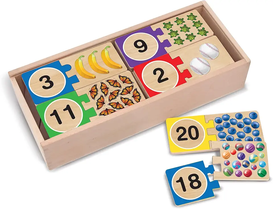 Melissa &amp; Doug Self-Correcting Wooden Number Puzzles with Storage Box (40 pcs)